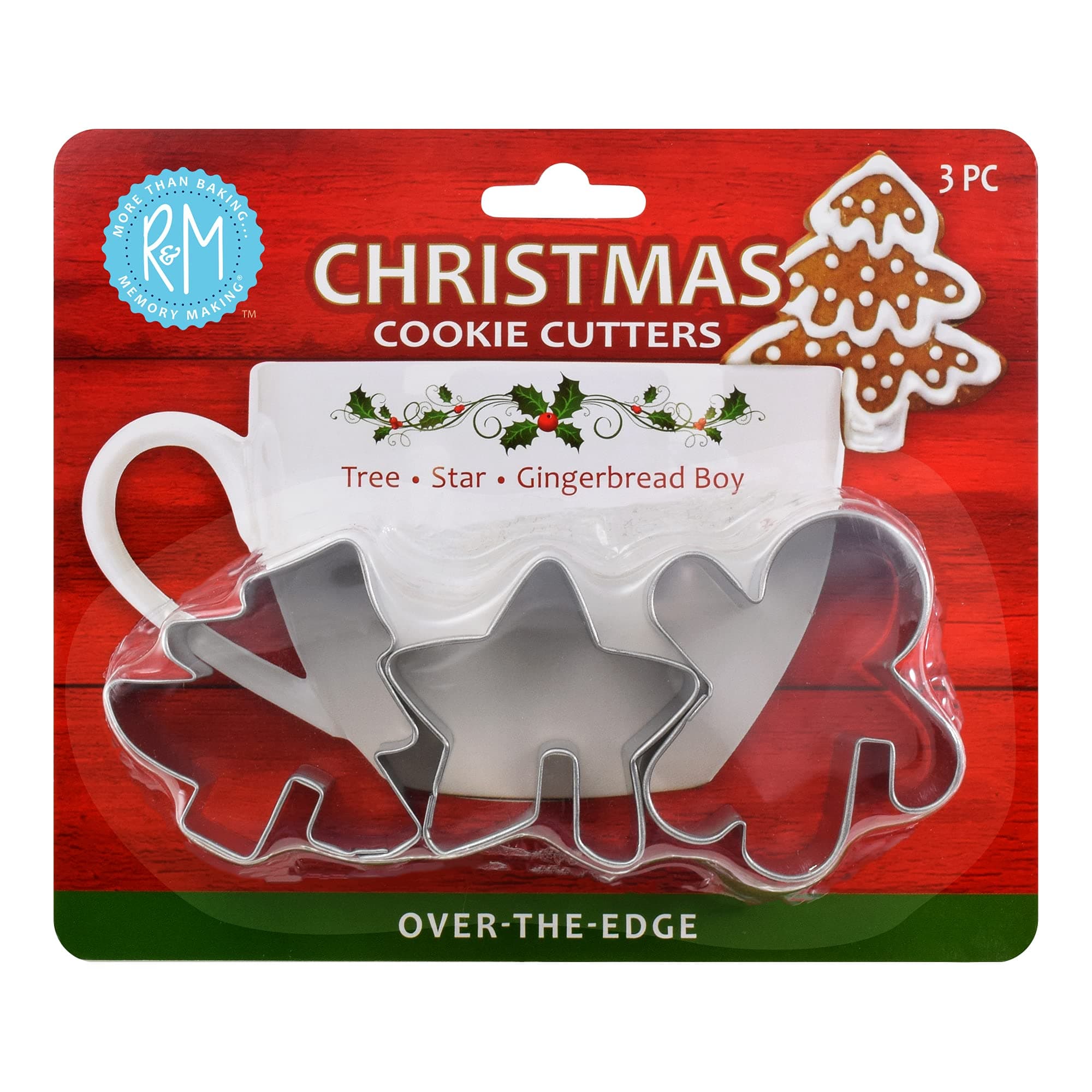 R&M International Christmas Over The Edge Set, 3 Pieces Cookie Cutters, Normal, Stainless Steel