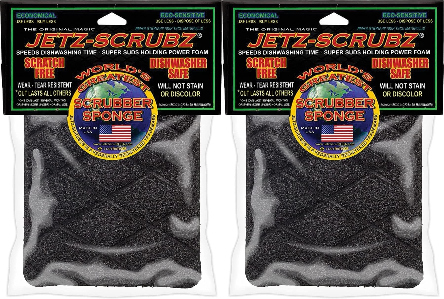 The Original Magic Jetz-Scrubz Rectangle Scrubber Sponge (Pack of 2)