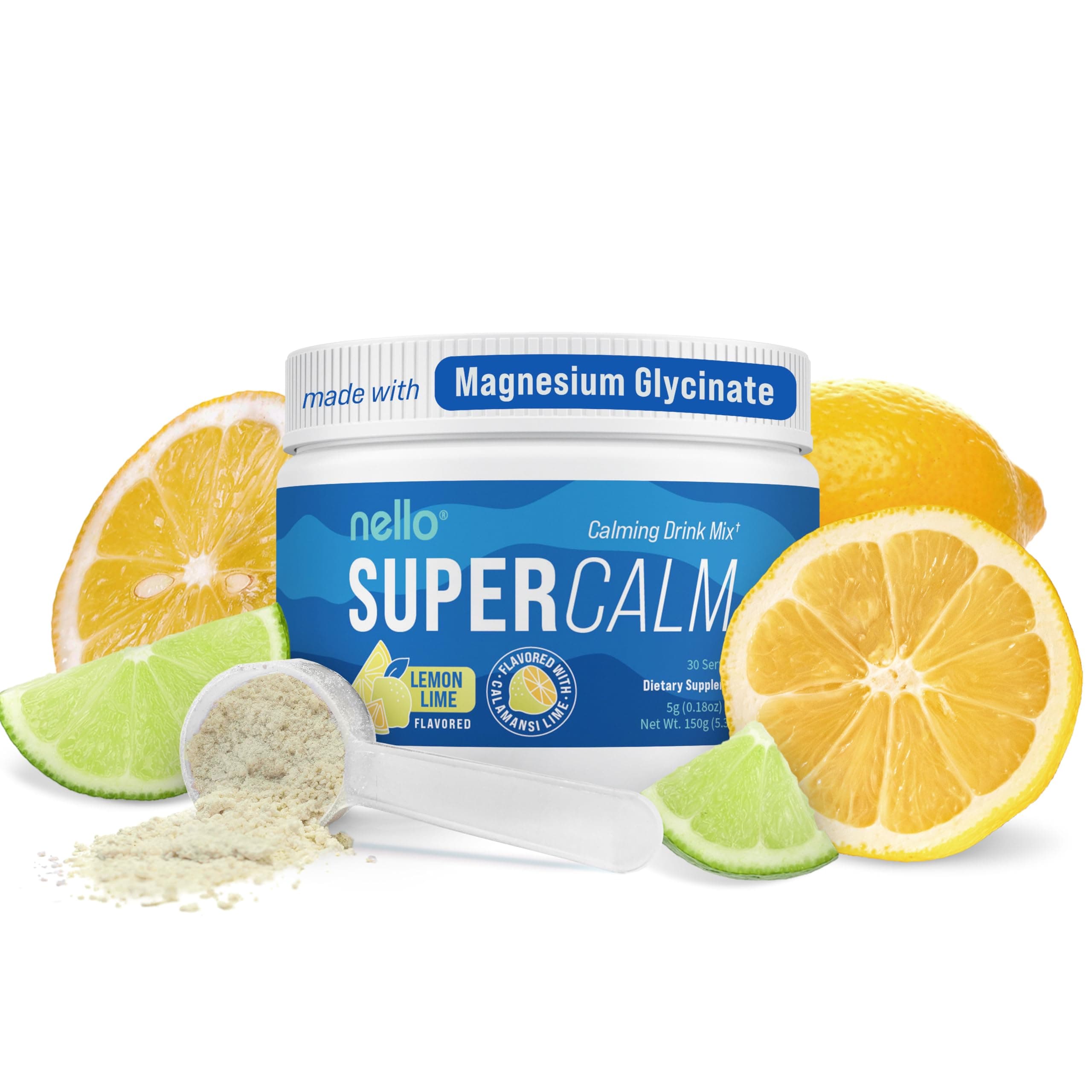 - Nello Supercalm Powdered Drink Mix Tub, Cortisol Reducer* and Sleep Aid Supplement, L Theanine, Ksm-66 Ashwagandha, Magnesium Glycinate, Vitamin D 3, No Sugar, Non GMO, On The Go, 30 Ct, Lemon Lime