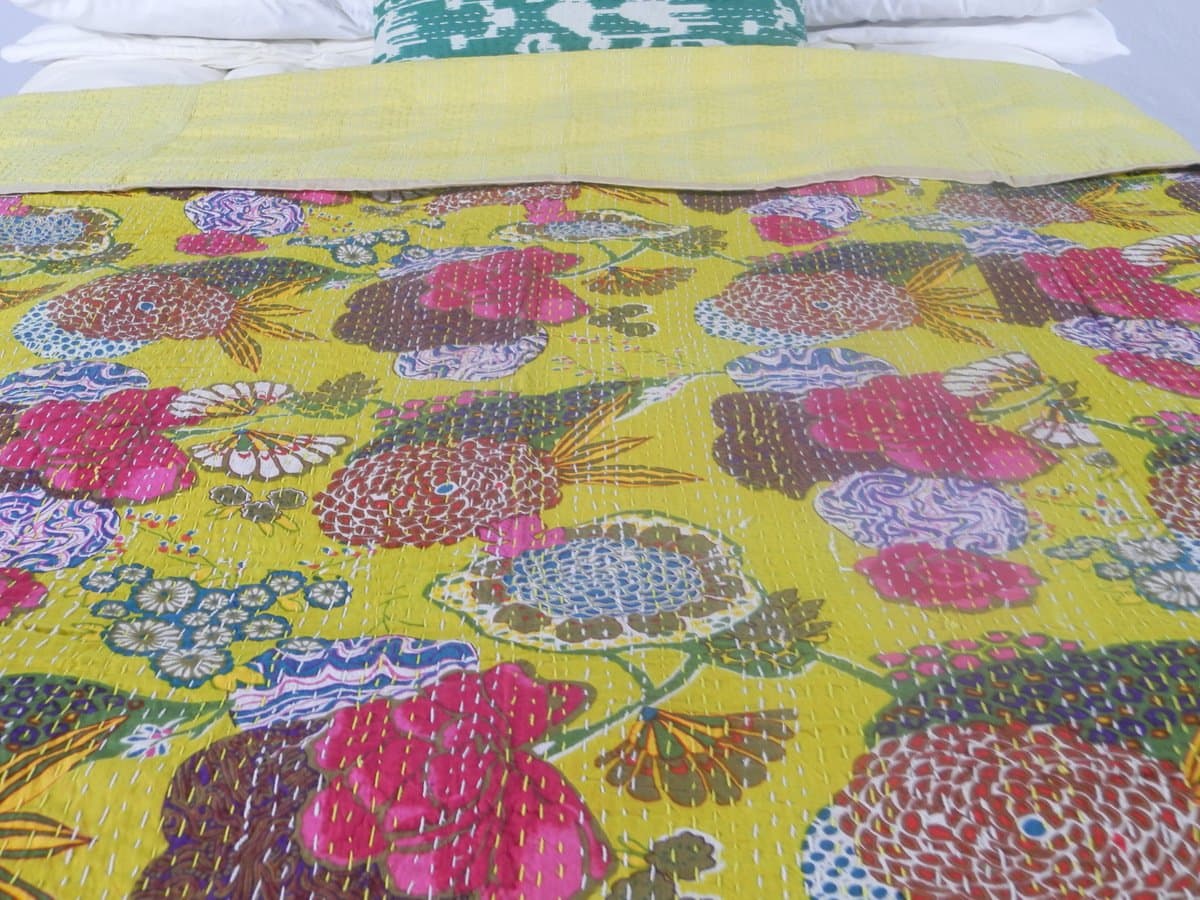 Designer Bedspreads Tropical Quilts Coverlets (Twin,Lemon Green)