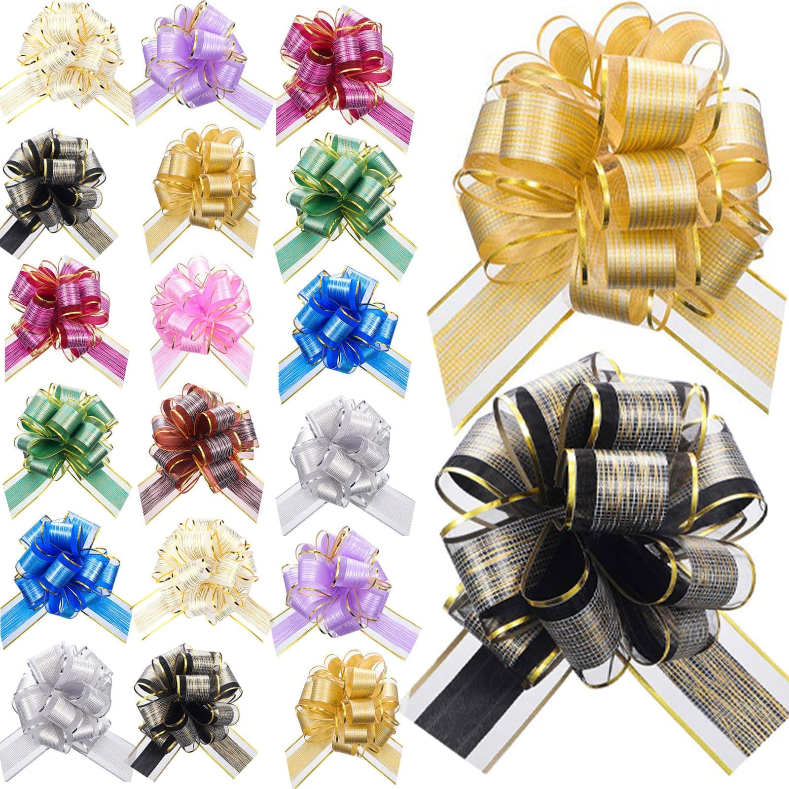 WILLBOND 20 Pieces 6 Inch Pull Bows Gift Wrapping Ribbon Pull Bows for Valentine Wedding Baskets Christmas Multicolor Wrap Accessory for Gift Present Holiday Decor(Assorted Color)