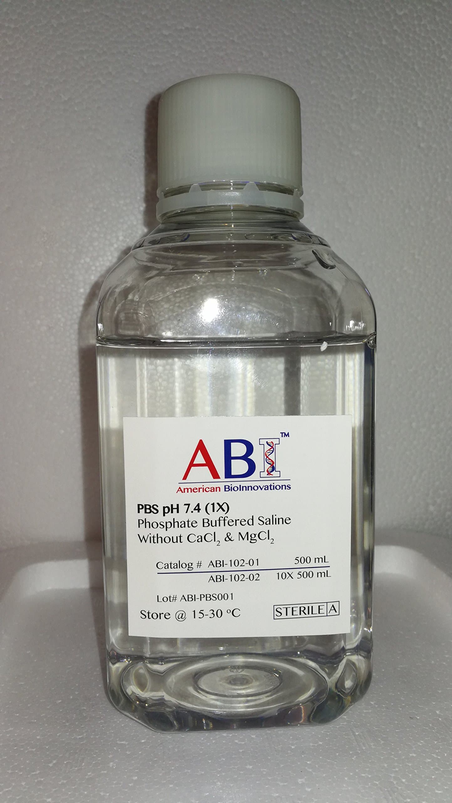 Phosphate Buffered Saline, PBS (1X), Sterile, 500 mL