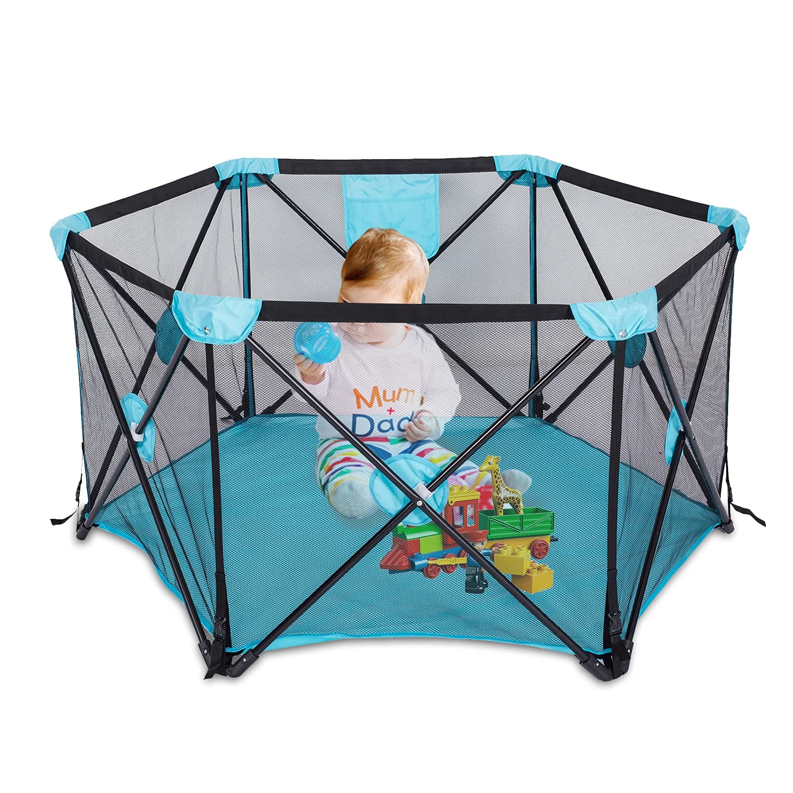 Portable Playard Indoor and Ourdoor with Travel Bag for Babies/Toddler/Newborn/Infant, 6-Panel