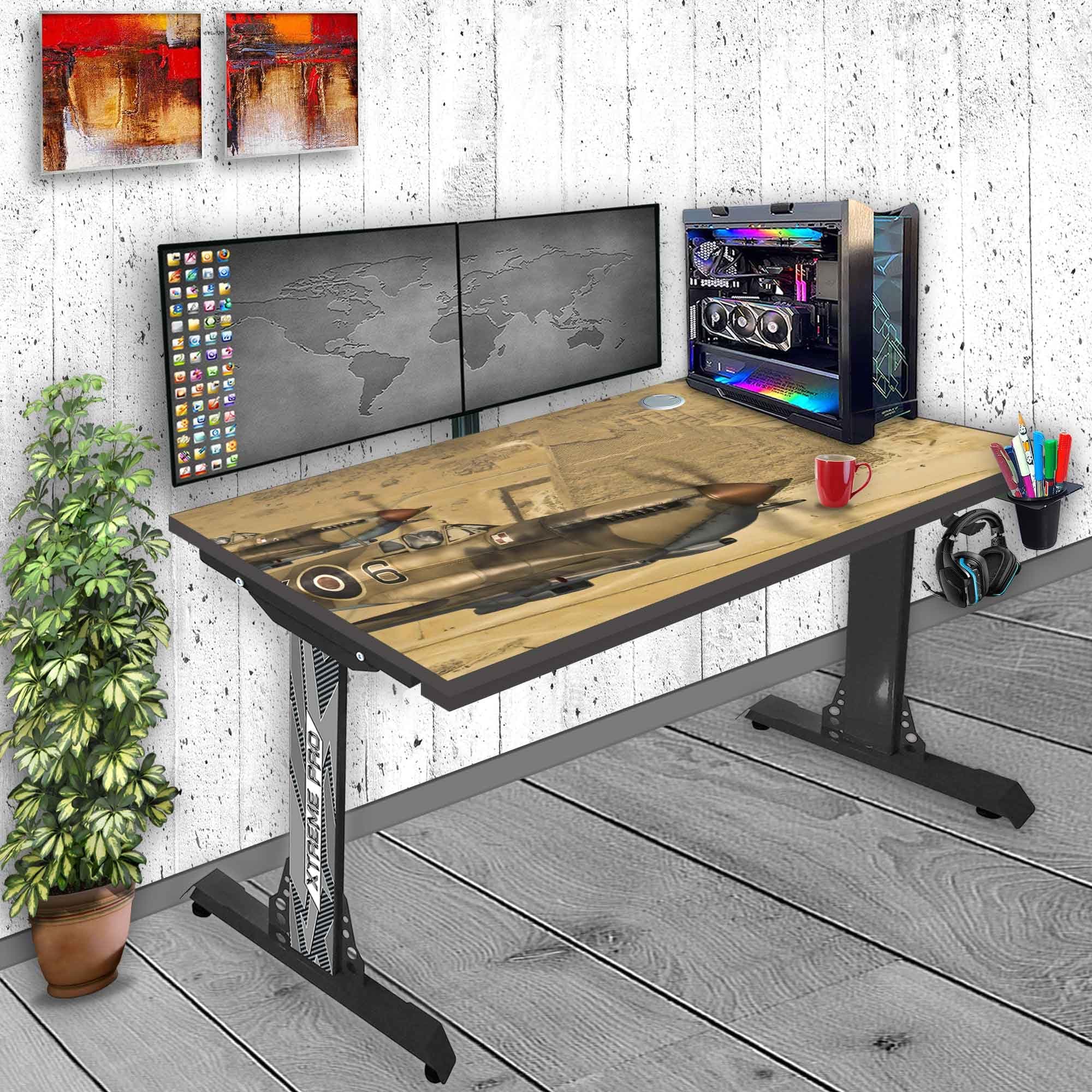 Xtreme PRO Direct Theme Printed Computer Desk for Gaming, Work & Study Table. Large for PC, Dual Monitors, iMac, and Laptops. Carbon Steel & Engineered Wood. Black Stand. 4 Feet. XPB4_CT-96