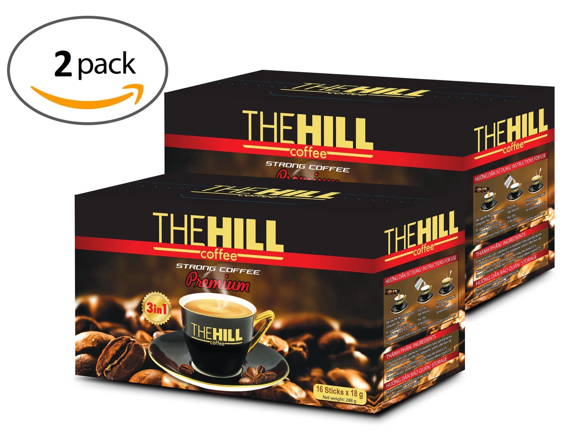 The Hill Strong 3 in 1 Coffee. Best Instant Coffee Packets with Creamer and Sugar. Aromatic Vietnamese Coffee with Coffee Creamer Powder. Strong Flavor. 2 Boxes of 16 Coffee with Creamer Packets each