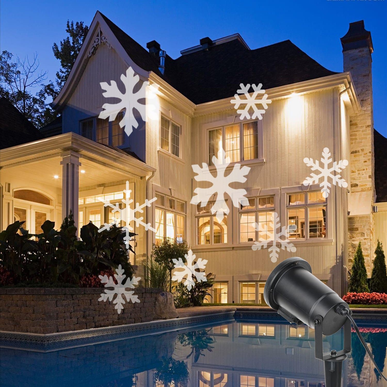 GoHiking Christmas Snowflake Lights for Indoor Outdoor Spotlight LED Landscape Projector Lights Holiday Wall Decoration Lighting