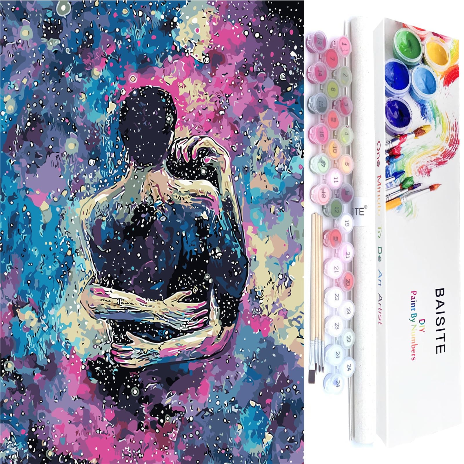 BAISITE Paint by Numbers for Adults,16"Wx20"L Canvas Pictures Drawing Paintwork with Paintbrushes,Acrylic Pigment-Mount Baker-Cosmic Hug 8217