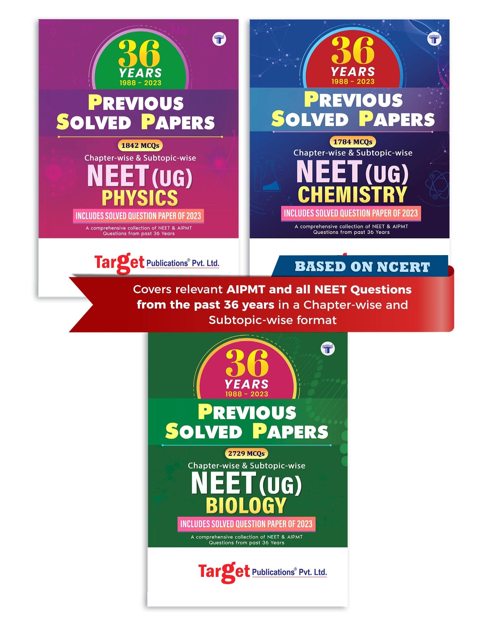 NEET Books 2024 | 36 Years NEET Previous Years Solved Question Papers with NEET PYQ Chapterwise & Topicwise Solutions to MCQs from AIPMT & NTA NEET UG Papers - Physics, Chemistry & Biology