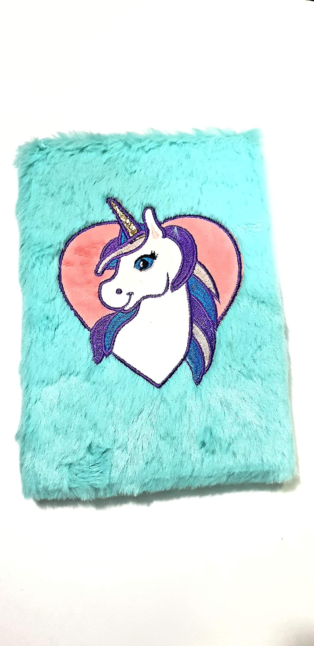 ShopNGift DITACHI Unicorn Furry Plush Sequin Personal Notebook Diary