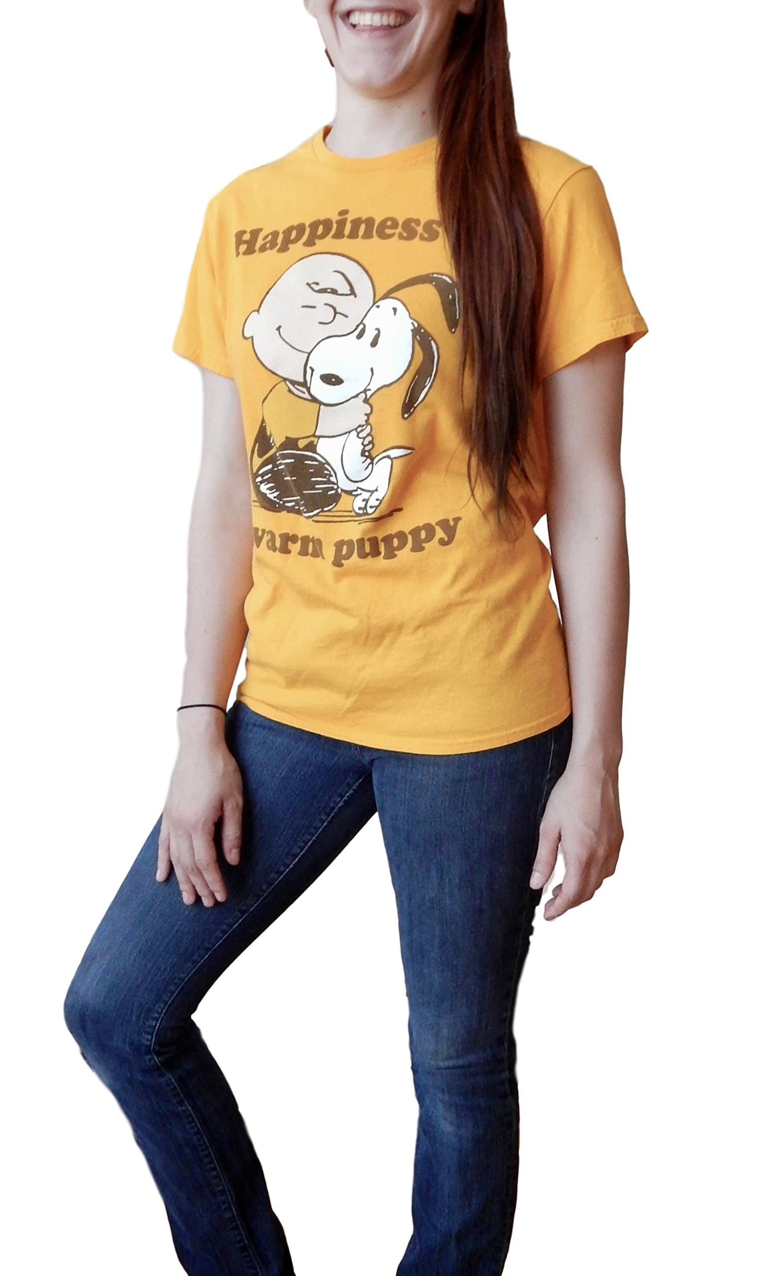 Peanuts Charlie Brown Snoopy Happiness is a Warm Puppy Adult T-Shirt
