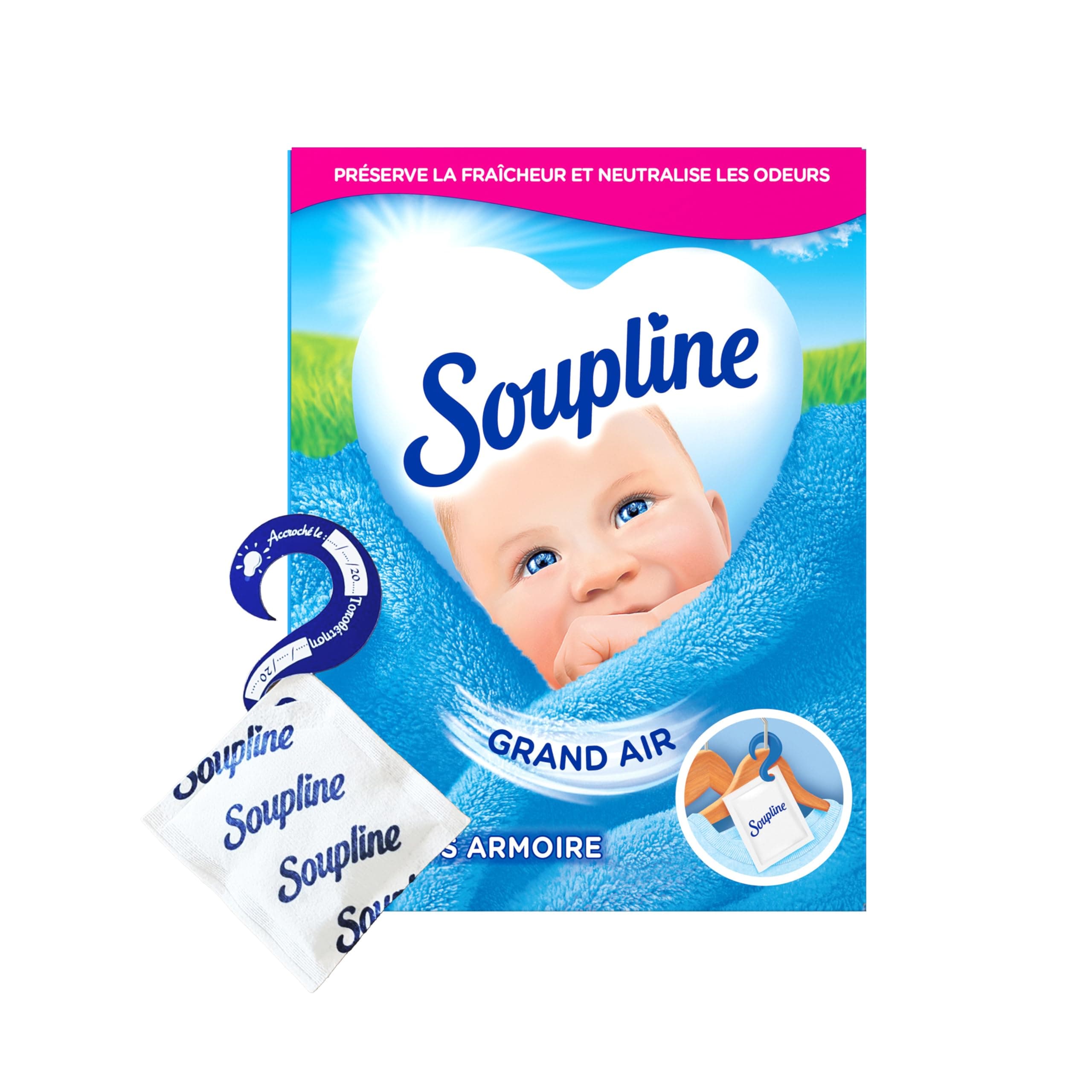 SOUPLINE - Wardrobe Bags - Fresh Air Scent - Laundry Perfume for 6 Weeks - Neutralizes Odors (Pack of 1 including 3 bags)
