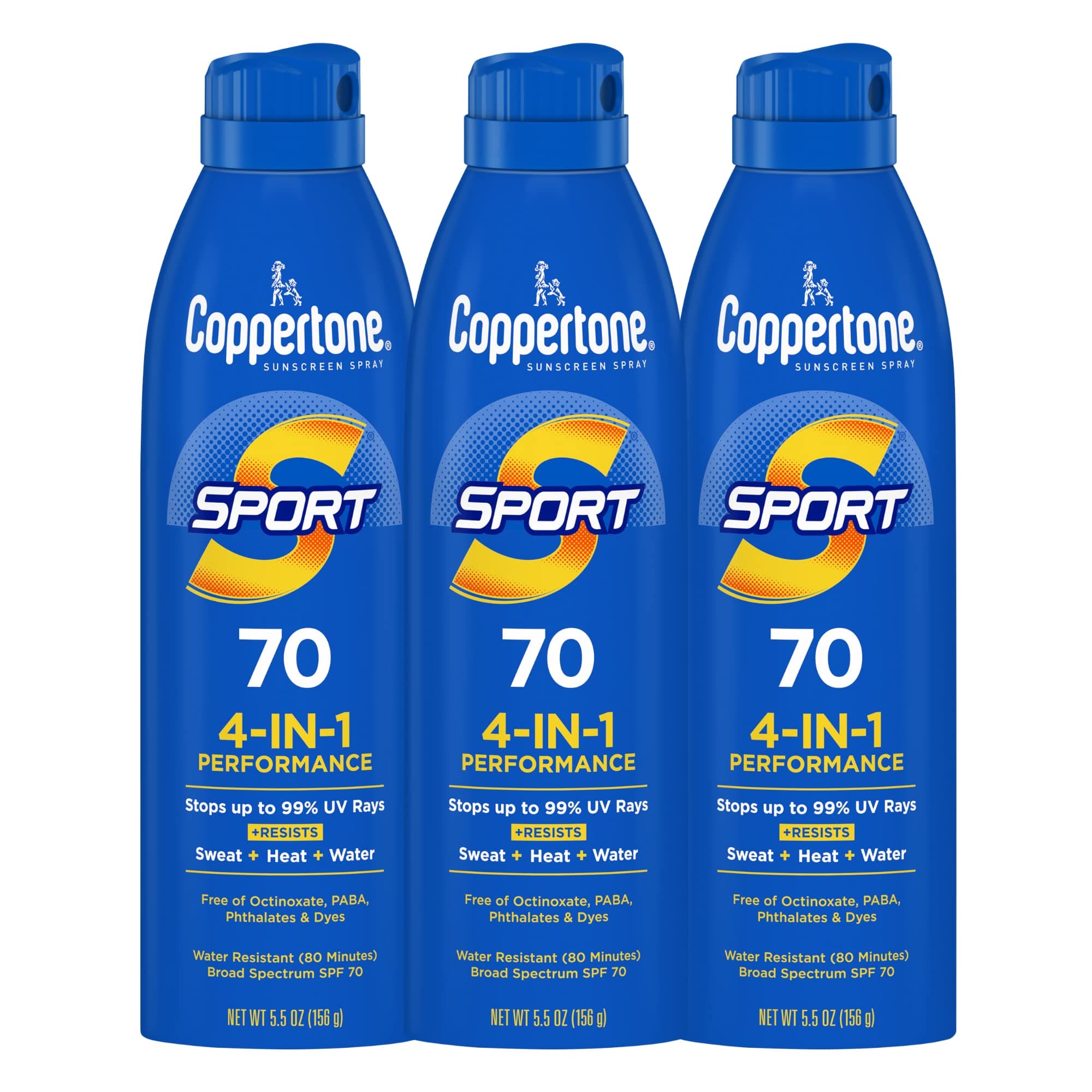 SPORT Sunscreen Spray SPF 70, Water Resistant Sunscreen, Broad Spectrum SPF 70 Sunscreen, Bulk Sunscreen Pack, 5.5 Oz Spray, Pack of 3