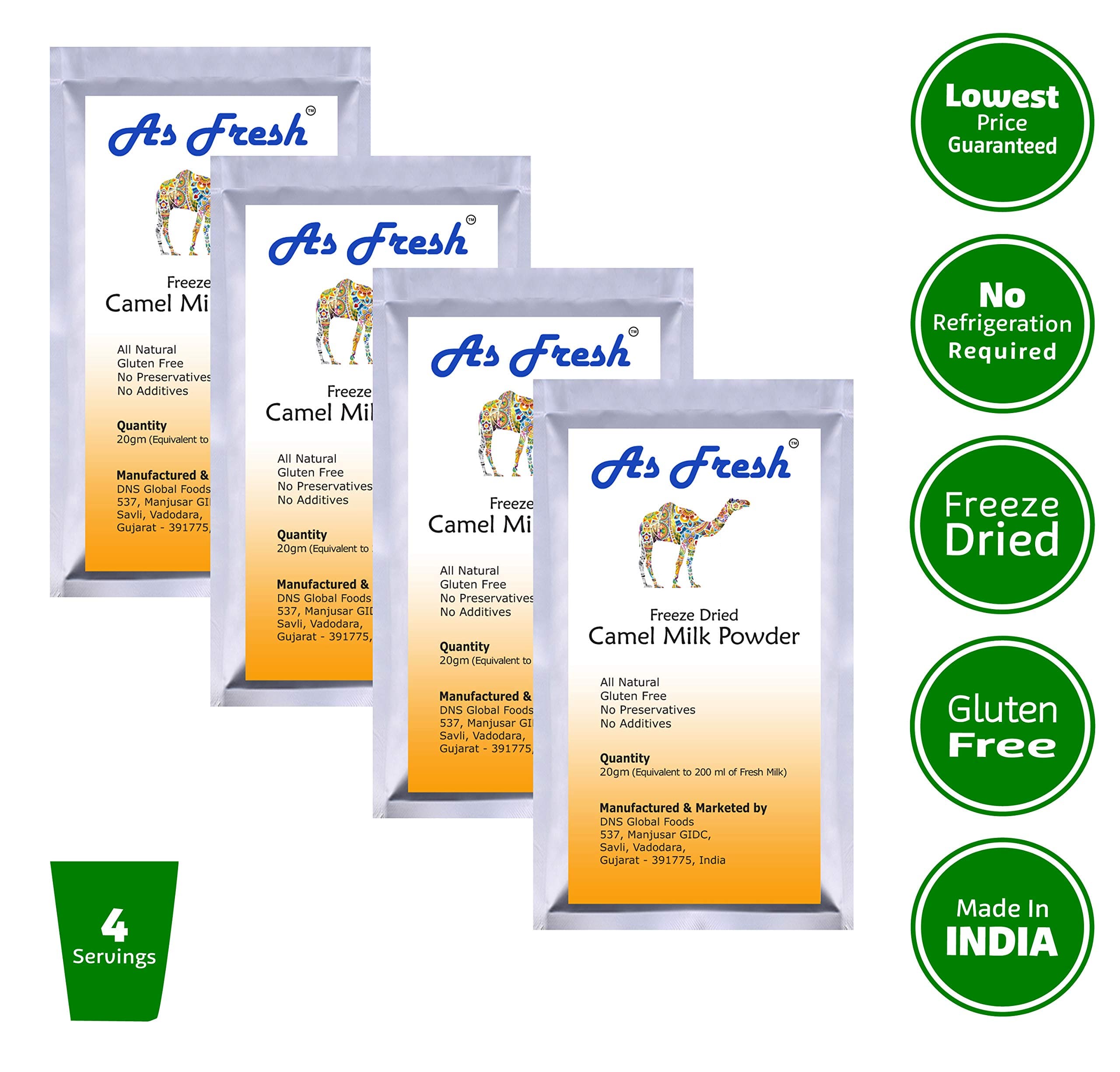 As Fresh Dried Camel Gluten-free Milk Powder-4x20 g
