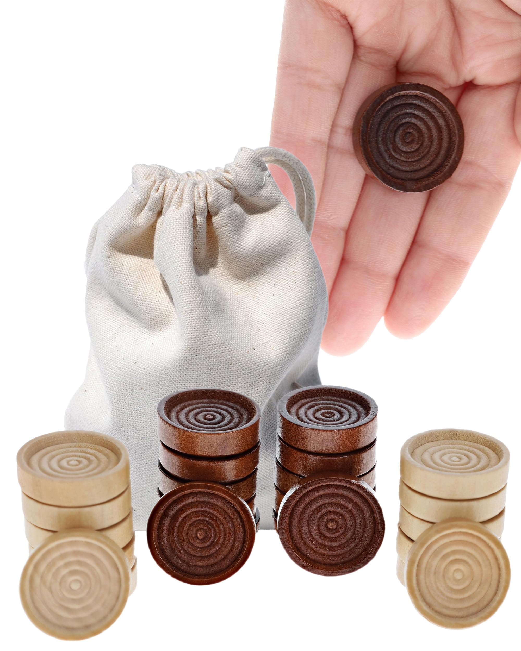 WE Games Wood Checkers with Stackable Ridge - Dark Brown/Natural