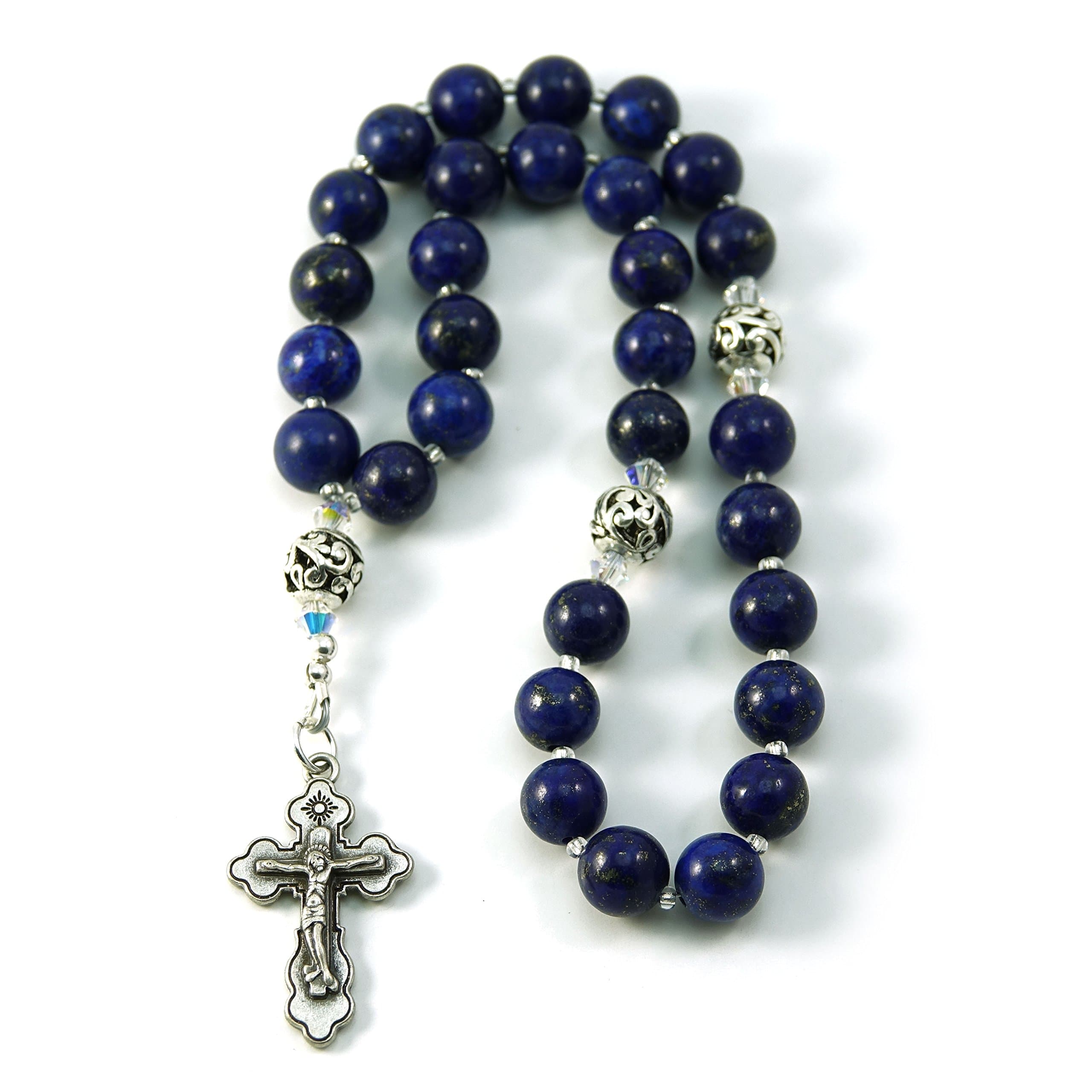 Christian Orthodox Prayer Beads Komboskini Chotki Lapis Gemstone with Made in Holy Land Crucifix and Blessed in the Church of the Holy Sepulcher (Not a Necklace)