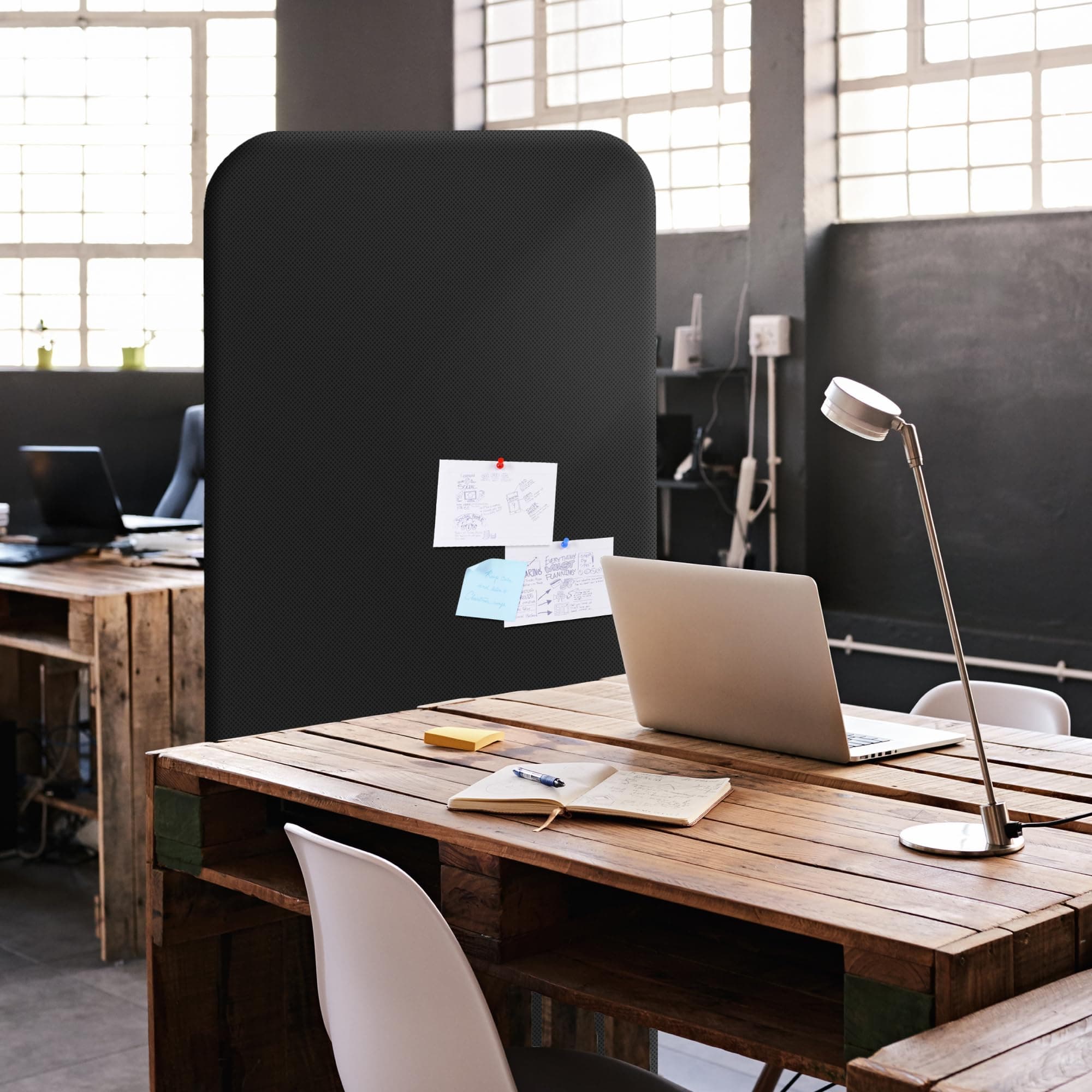 DECOLAB Room Partition Panel, Freestanding Portable Privacy Cubicle Partition for Offices, Classroom, Studio, Healthcare, Workspace, Scratch Resistance, 29"x65" Midnight