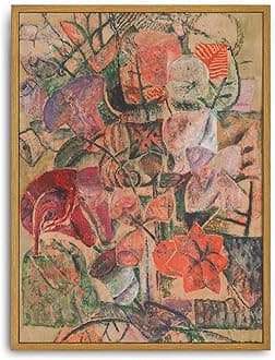 Roslynityフレーム入りキャンバスウォールアートヴィンテージプリント油絵抽象植物フローラルブーケグランドミレニアル自然レトロ美的アートワーク ホームリビングルームバスルーム壁装飾(30.5cmx40.6cm)