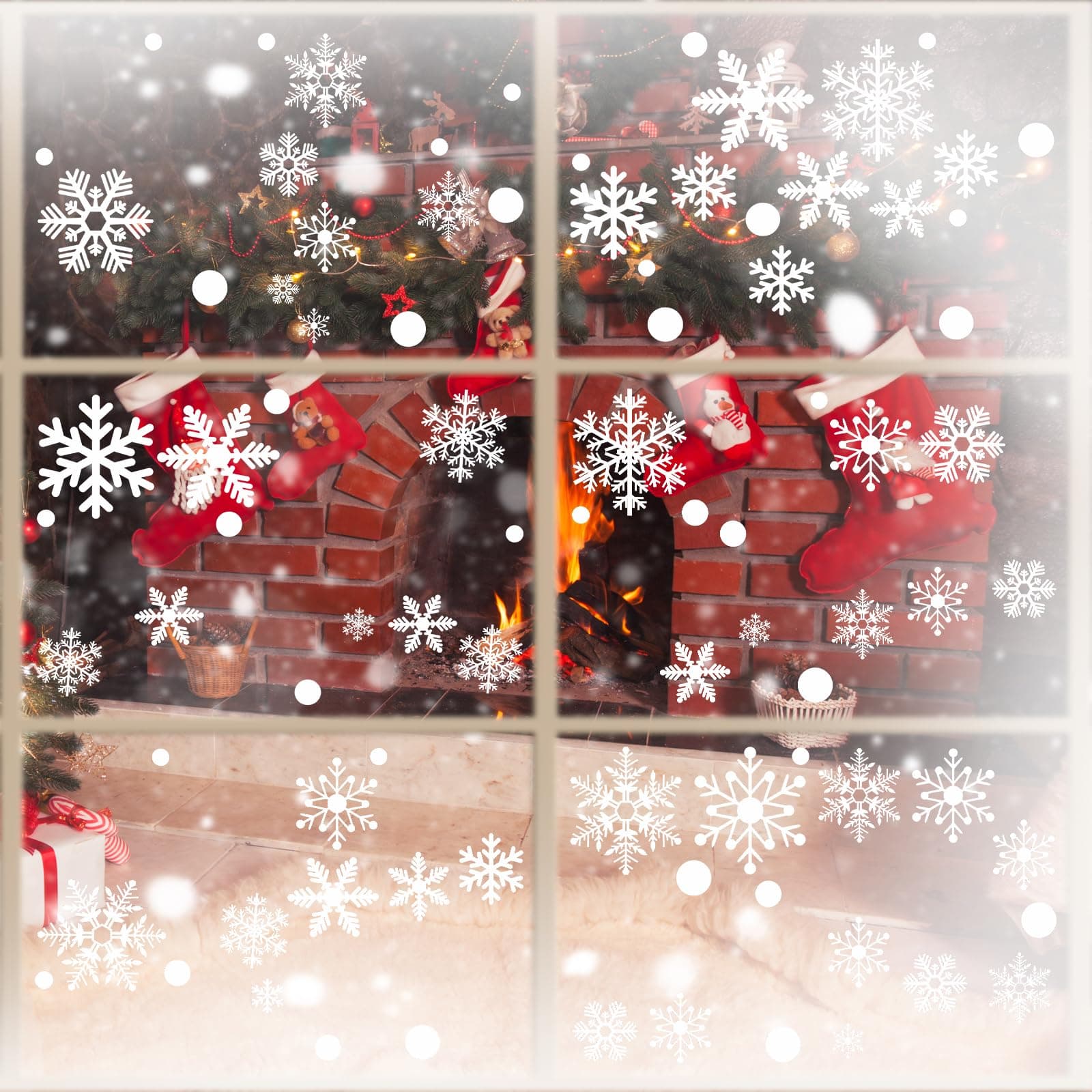 Snowflake Window Clings for Glass Windows Snow Spray, 321PCS Christmas Window Clings Winter Xmas Holiday Window Stickers Decals Decor, 9 Sheets Christmas Decorations for Office Clearance Indoor