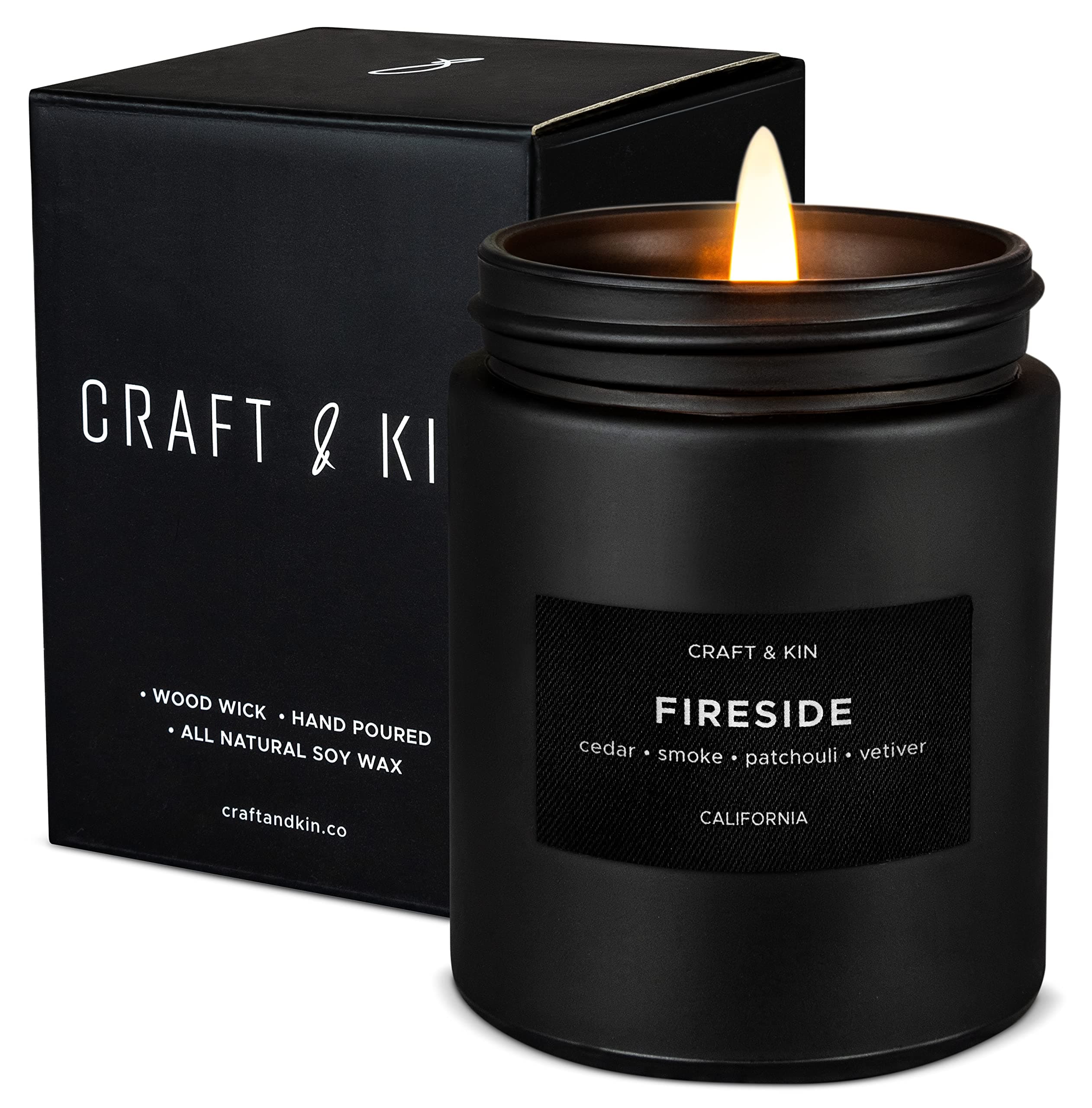 Scented Candles for Men | Smokey Fireside Scented Candle | Aromatherapy Candle, Candle for Men Gifts | Soy Candles, Wood Wicked Candles, Spring Candles, Long Lasting Candles | Mens Candles for Home