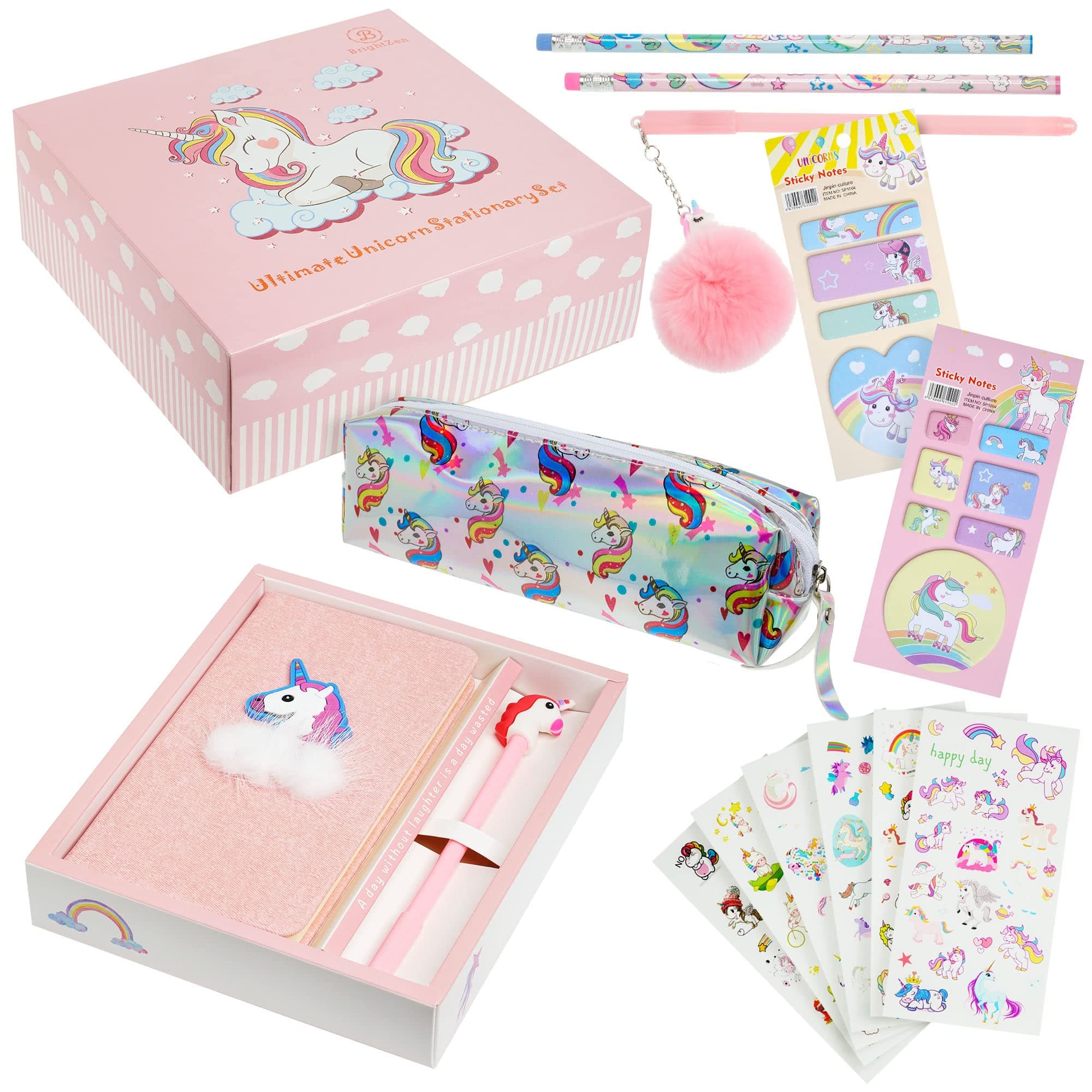 Unicorn Stationery Set – Unicorn Notebook, Pens, Pencils, Pencil Case, Pocket Notepad and Stickers, Great Birthday Gifts for Girls Age 4 5 6 7 8 9 10 11 years old