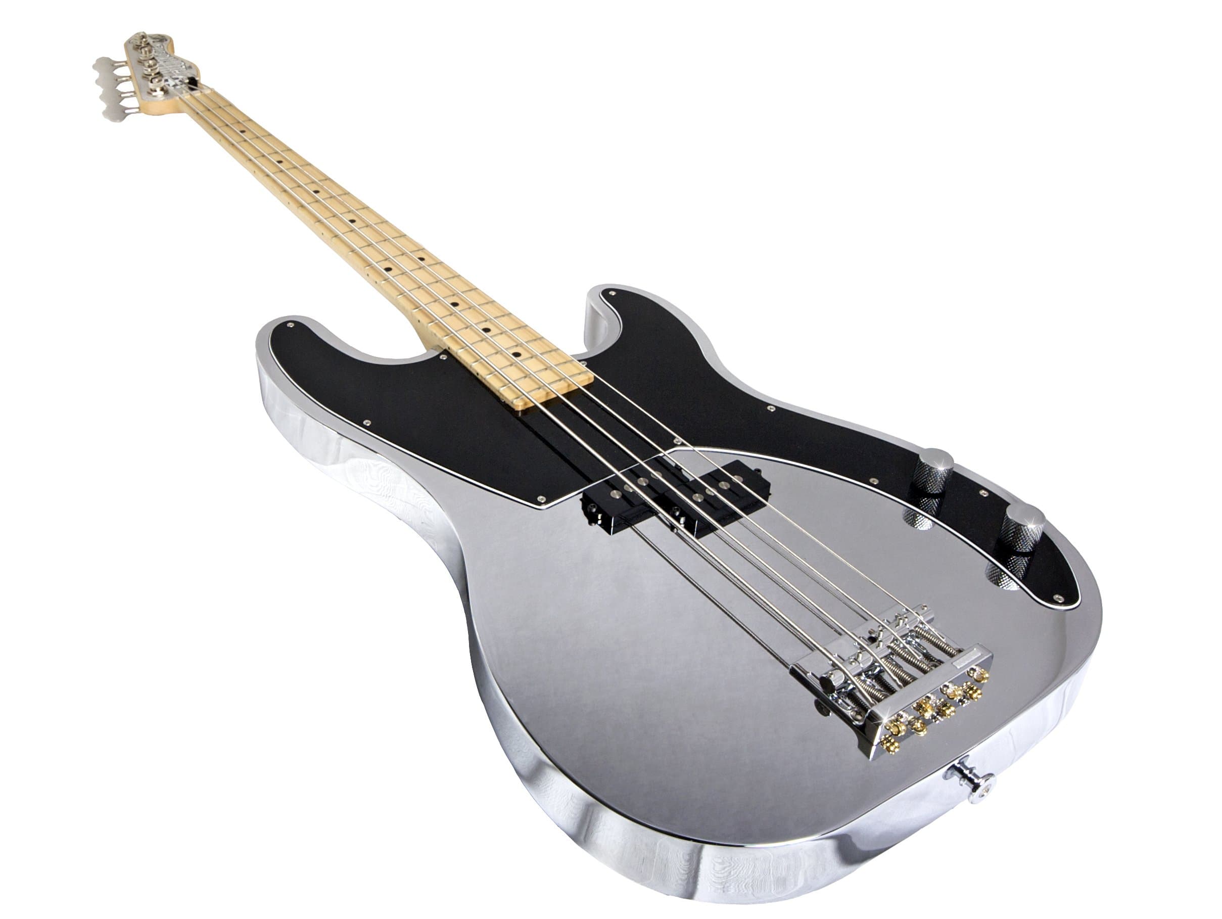 Normandy Guitars ALCB-CH-MPL 4-String Bass Guitar with Maple Fretboard, Triple Chrome Plated