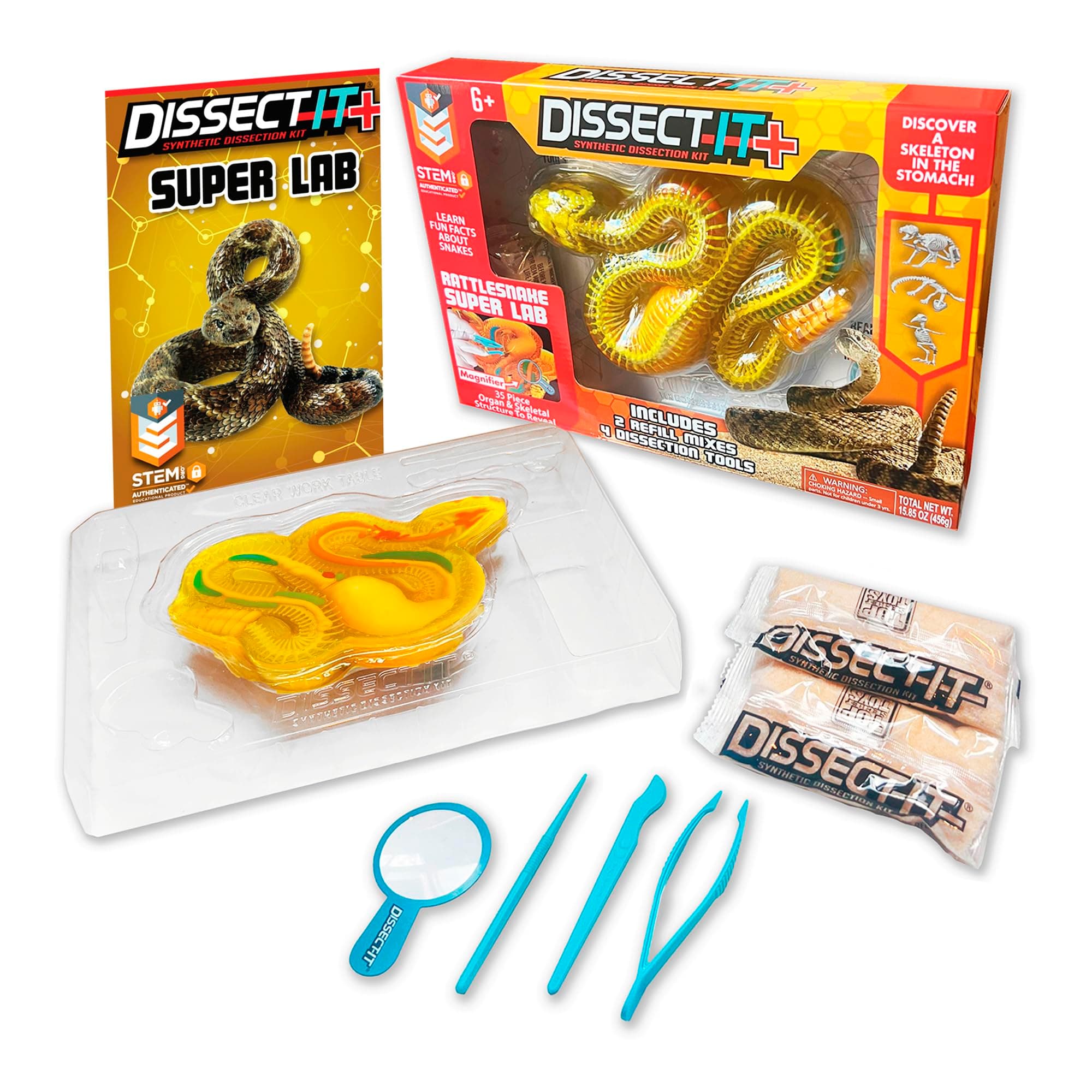 Rattlesnake Super Lab Dissect It Kit for Kids, Synthetic Dissection Kids Science Kit to Learn Biology, STEM Toys for 6 Year Old and Up