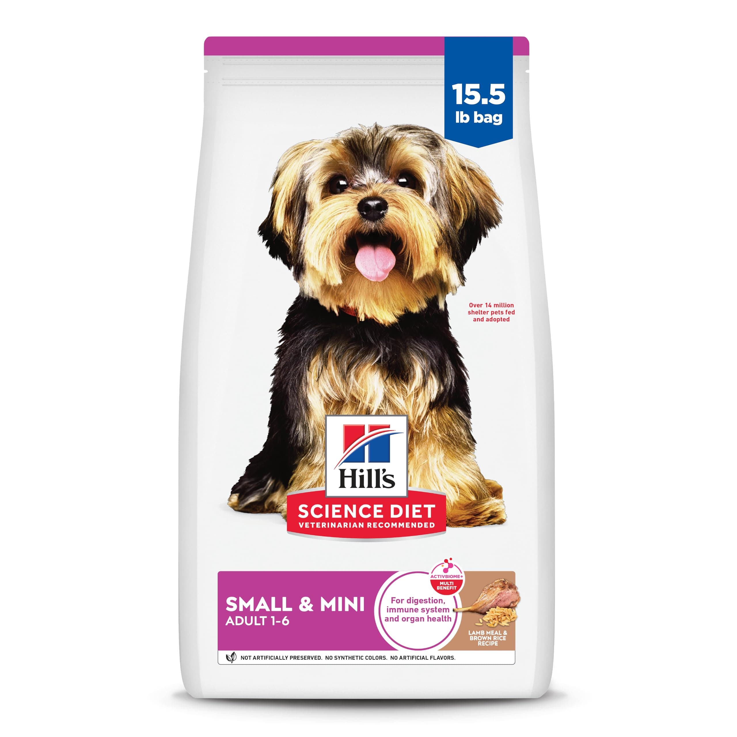 Hill's Science Diet Small & Mini, Adult 1-6, Small & Mini Breeds Premium Nutrition, Dry Dog Food, Lamb & Brown Rice, 15.5 lb Bag