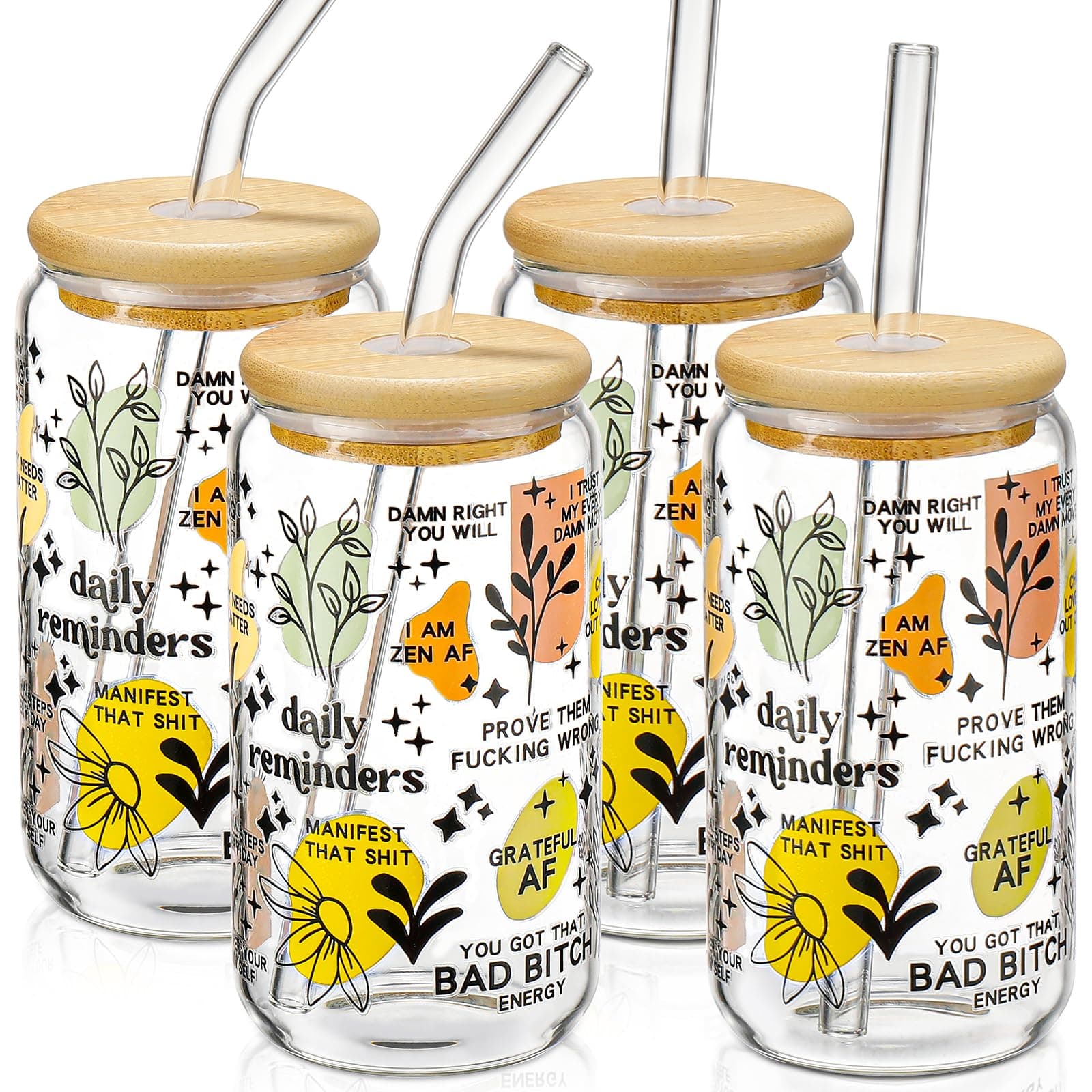 Glass Cups with "Daily Reminders"