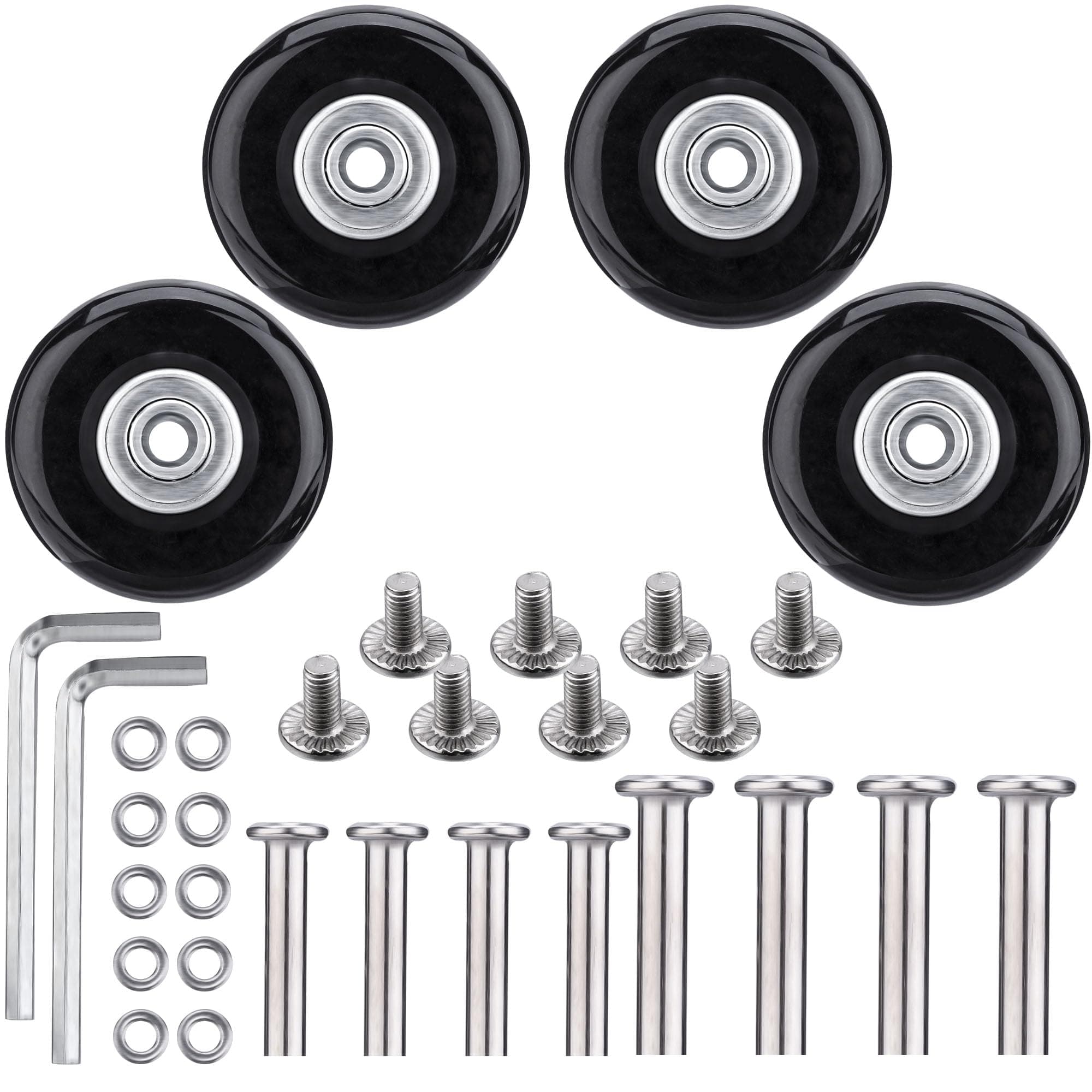 4Pcs 50x18mm Luggage Suitcase Replacement Wheels, Rubber Swivel Caster Wheels with Bearings Repair Kits for Luggage Suitcase