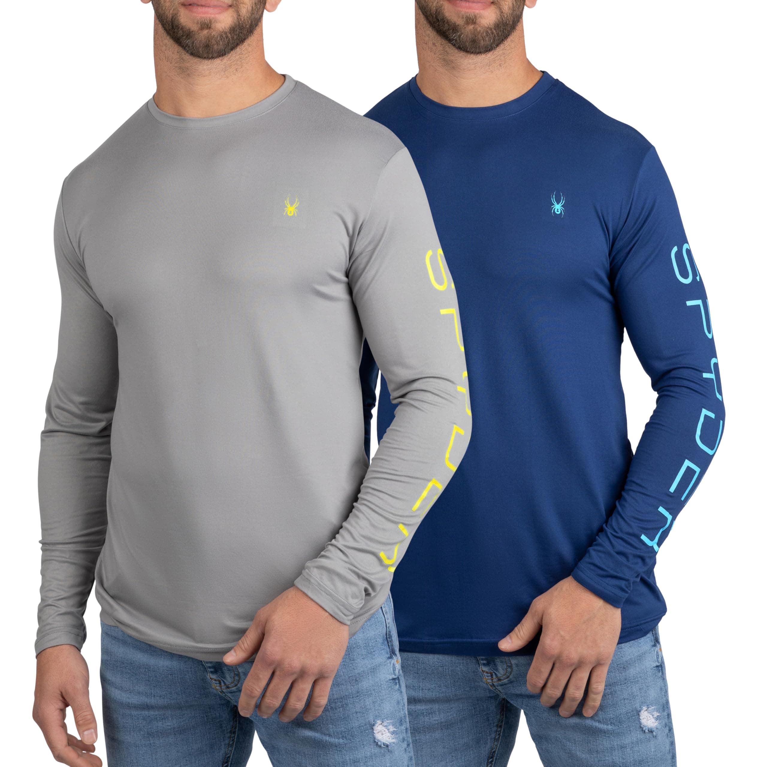 Spyder Mens Crew Neck Long Sleeve Undershirts/Ultra Soft Stretch Sports T-Shirt Dry Fit Athletic Running Workout Shirts