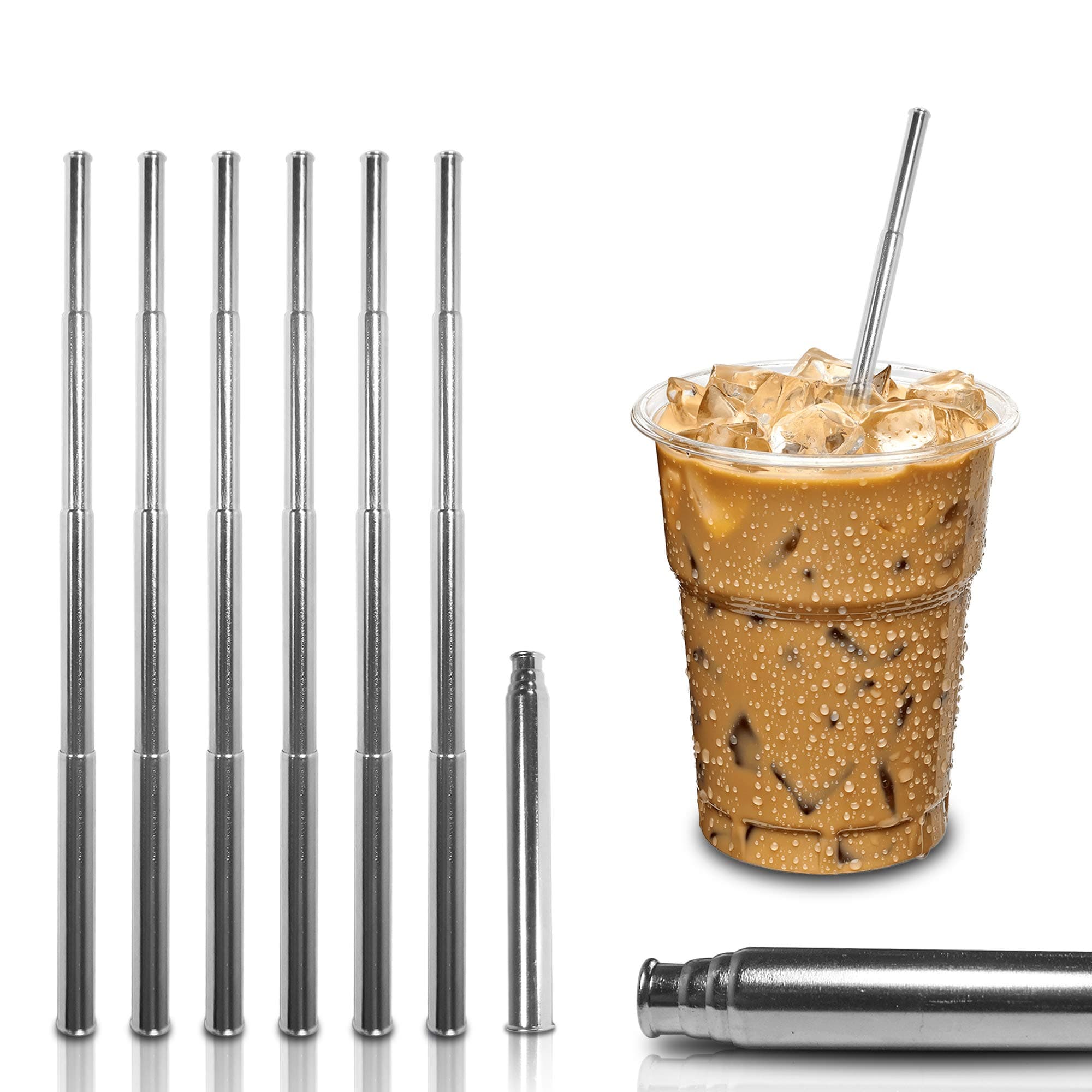 EcoCiti Reusable Telescopic Drinking Straw, Reusable Stainless Steel Collapsible Portable Foldable Medical-Grade Food-Grade Drinking Straw