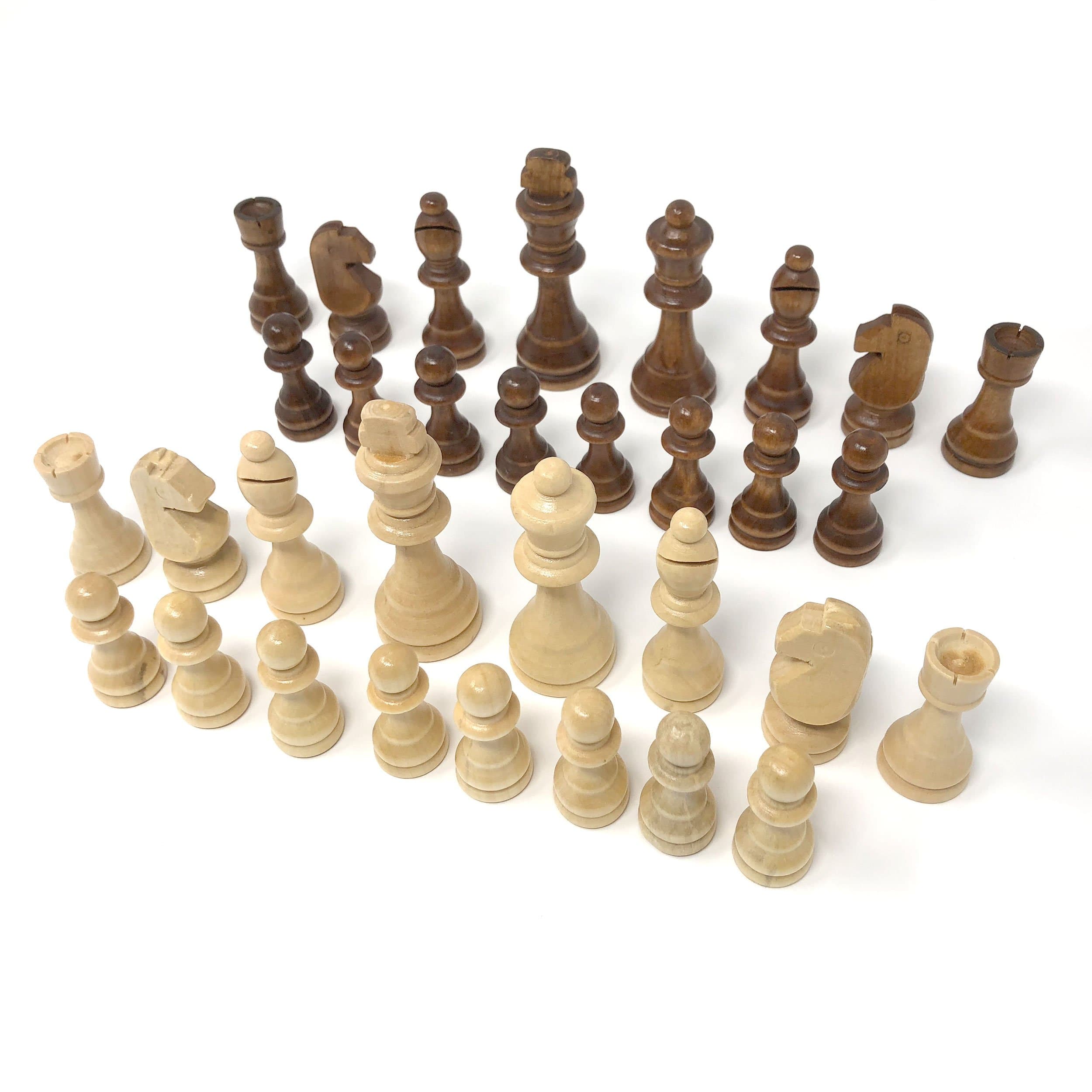 Explore Crafts 32 Piece Wood Carved Chess Pieces Small 7cm King
