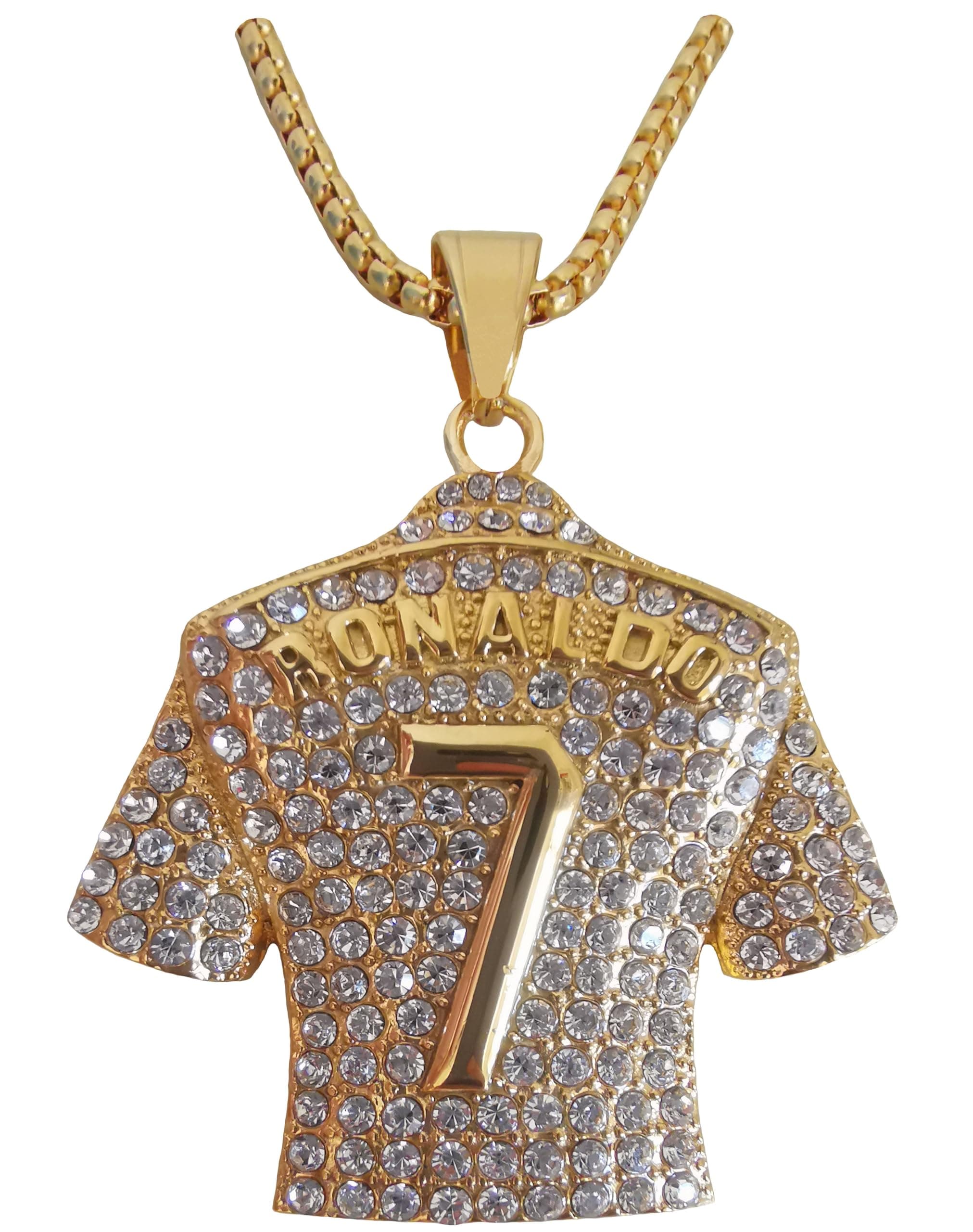 18K Gold-plated | Silvery-plated Soccer Jersey Number 7 Necklace for | No.7 Football Star Necklace for Men Women | Soccer Player Pendant Hip Hop Necklace