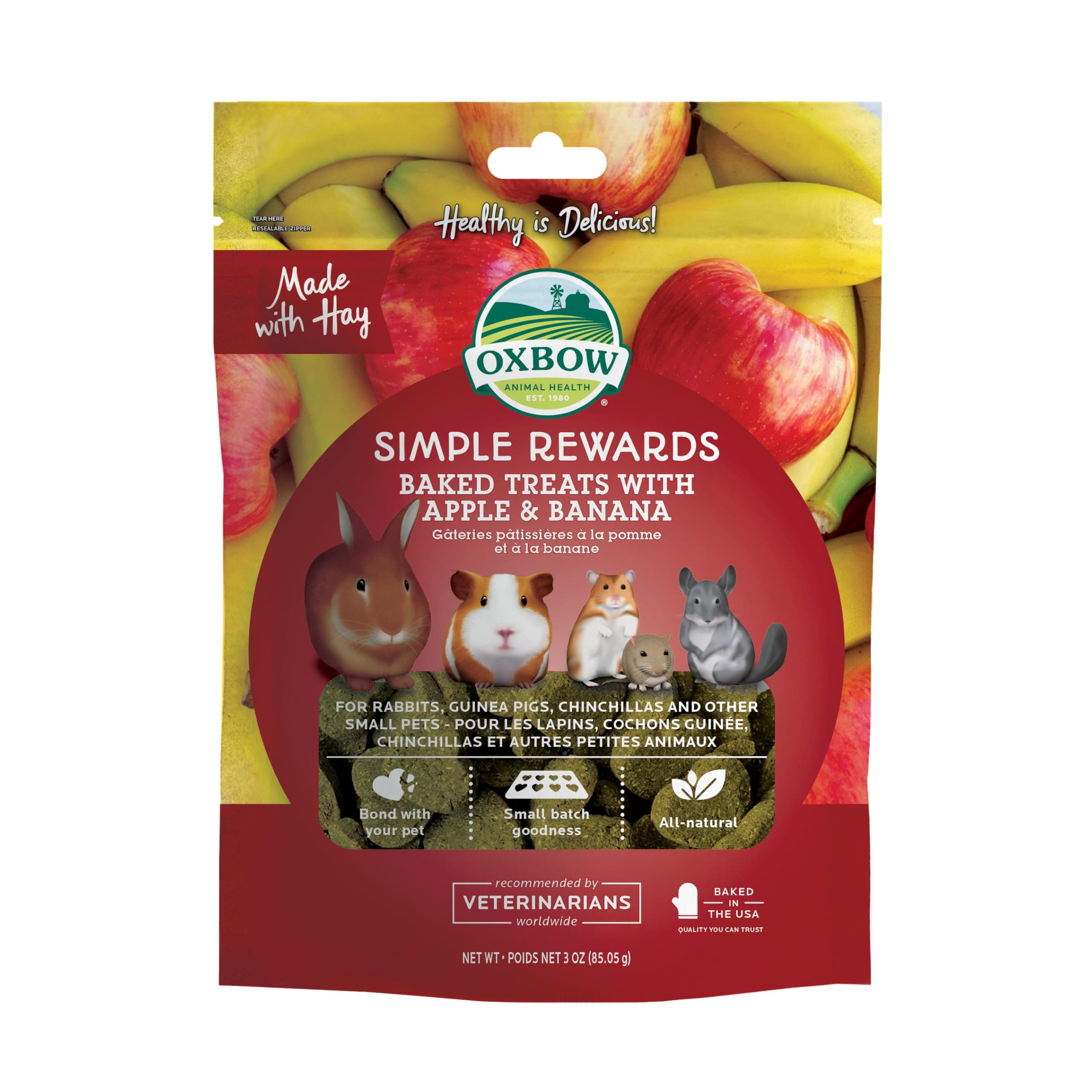 Oxbow Simple Rewards Baked Treats - Apple & Banana - 2 oz