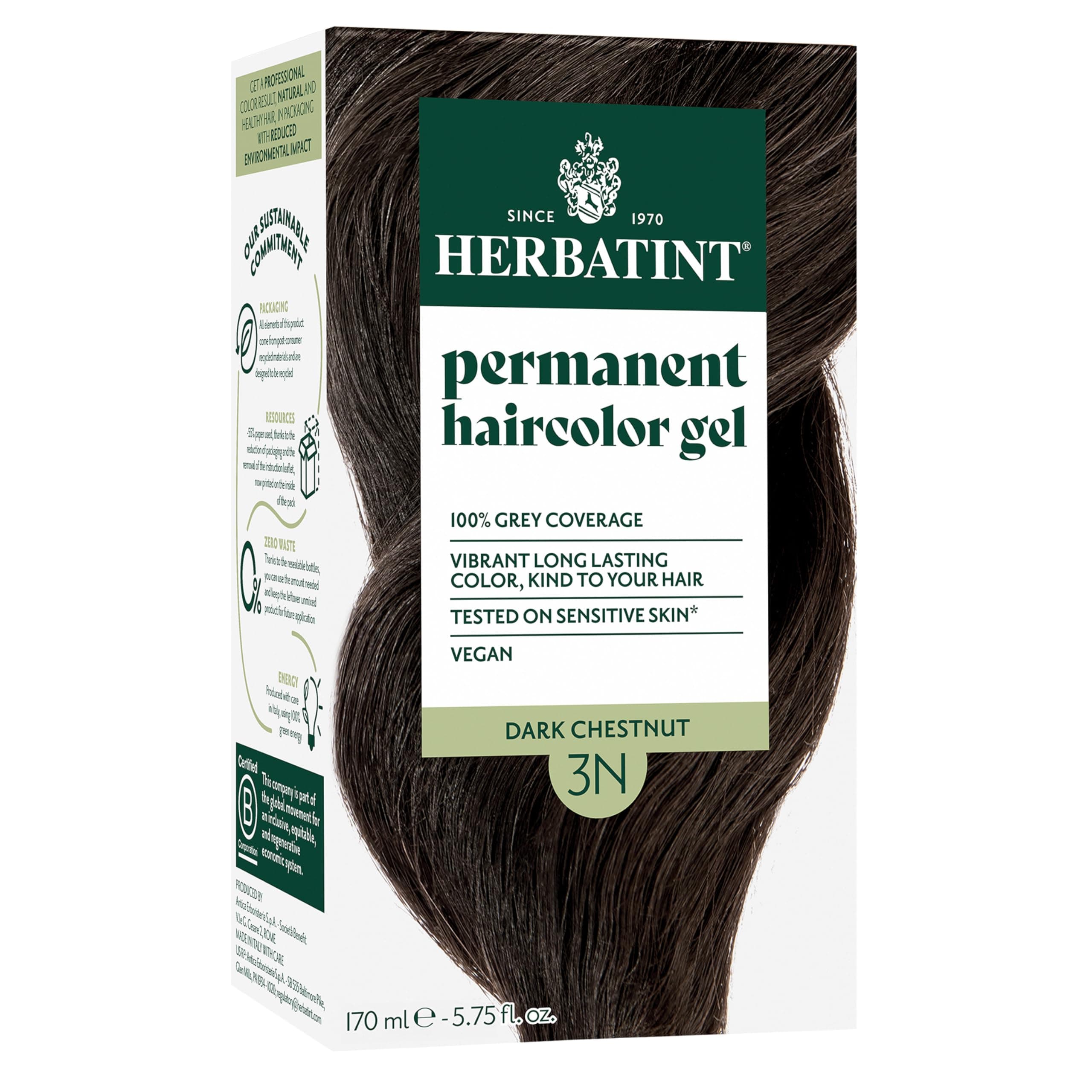 Herbatint Permanent Herbal Haircolor Gel, 3N Dark Chestnut, 4.5 Ounce