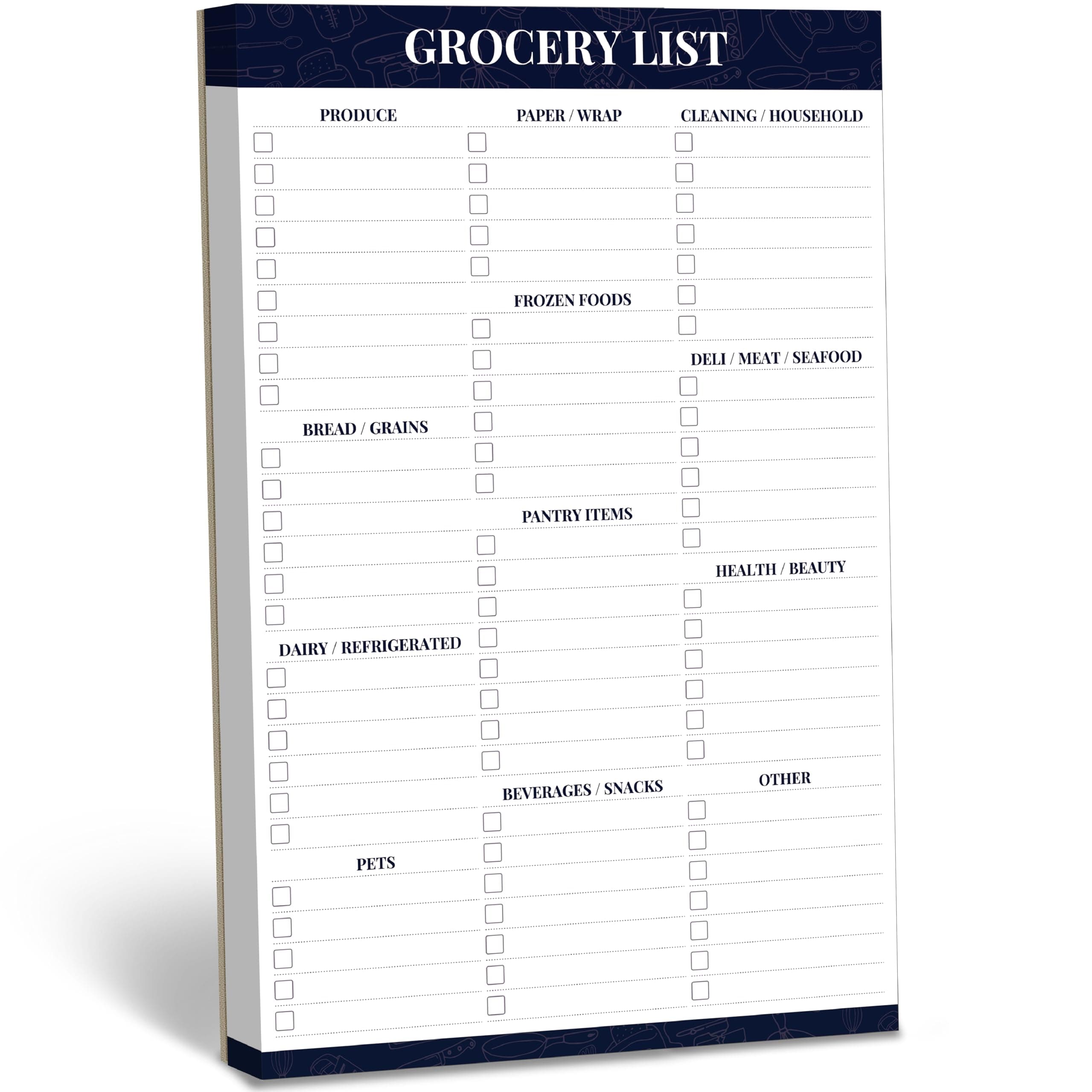 90 Sheets Grocery List Magnet Pad, Organized List for Quick and Easy Shopping, Magnetic Notepad with Shopping List Categories and Blank Grocery Shopping Spaces, Kitchen Essentials List(6”x 9”)