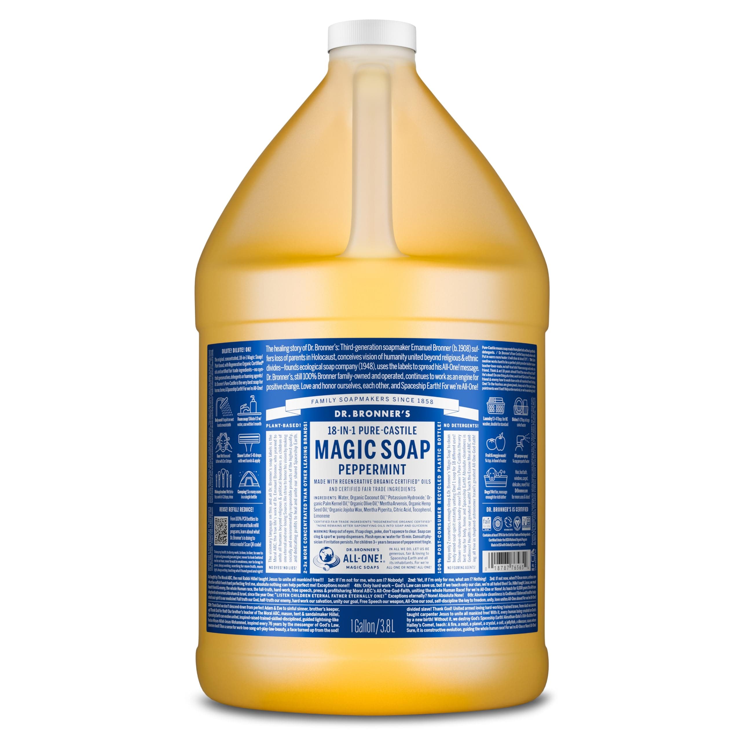Dr. Broner Magic Soap Liquid Peppermint 12.8 fl oz (3785 ml)