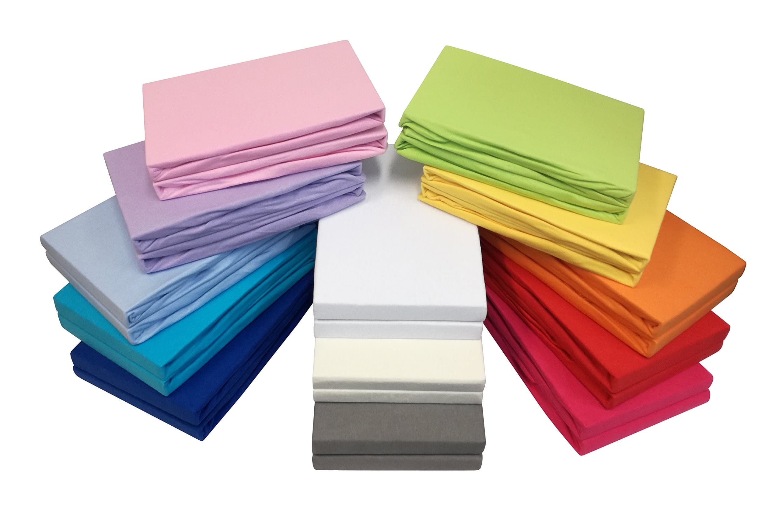 Set of 2 Jersey Baby Children's Fitted Sheet 60 x 120 – 70 x 140 cm 100% Cotton in various Colours