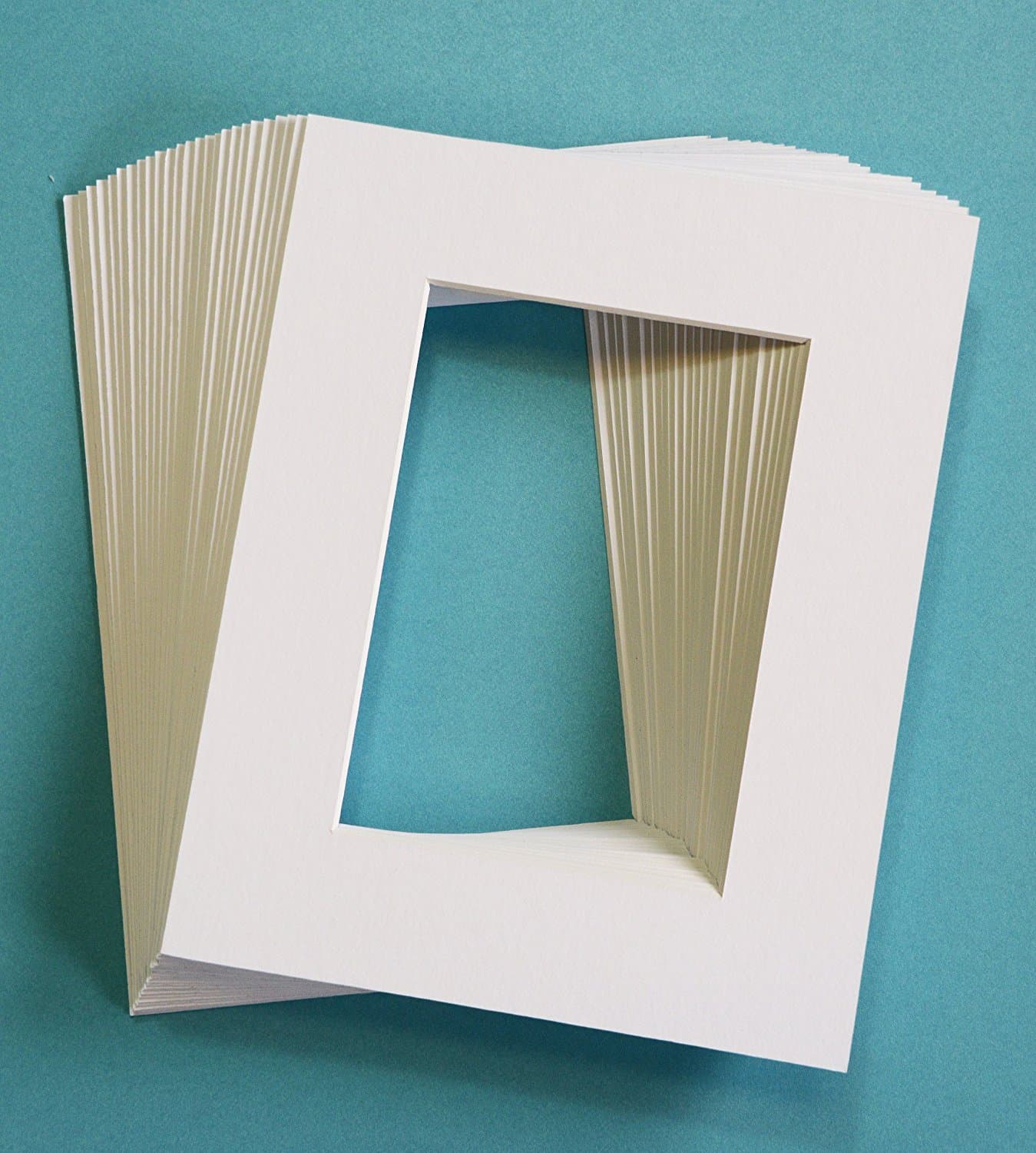 topseller100, Pack of 100 WHITE 8x10 Picture Mats Matting with White Core Bevel Cut for 5x7 Pictures