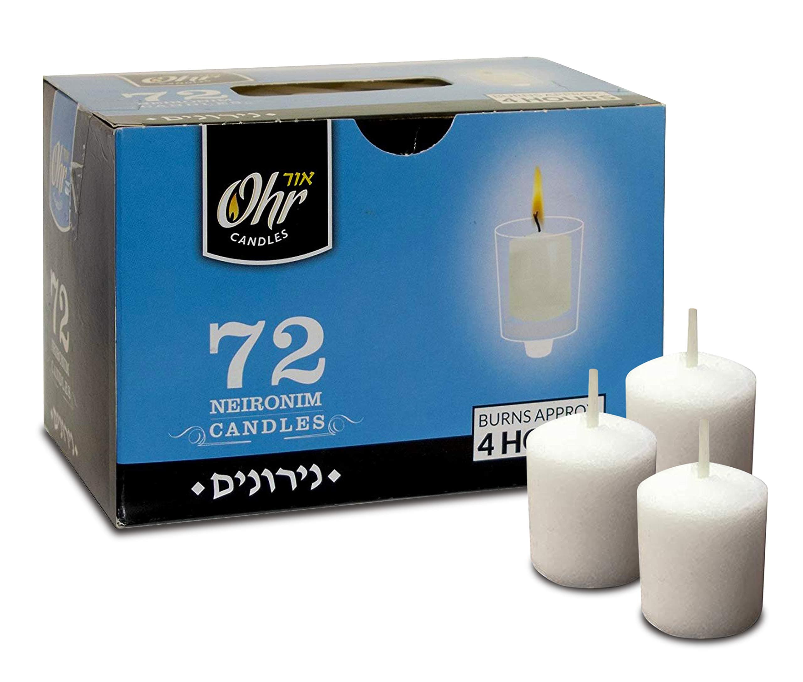 OHR CANDLES Ohr 4 Hour Neironim Candles, Shabbat and Small Votive Wax Candle, 72 Count