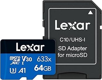 Lexar High-Performance microSDXC 633x 64GB UHS-I Card w/SD Adapter - LSDMI64GBBINL633A