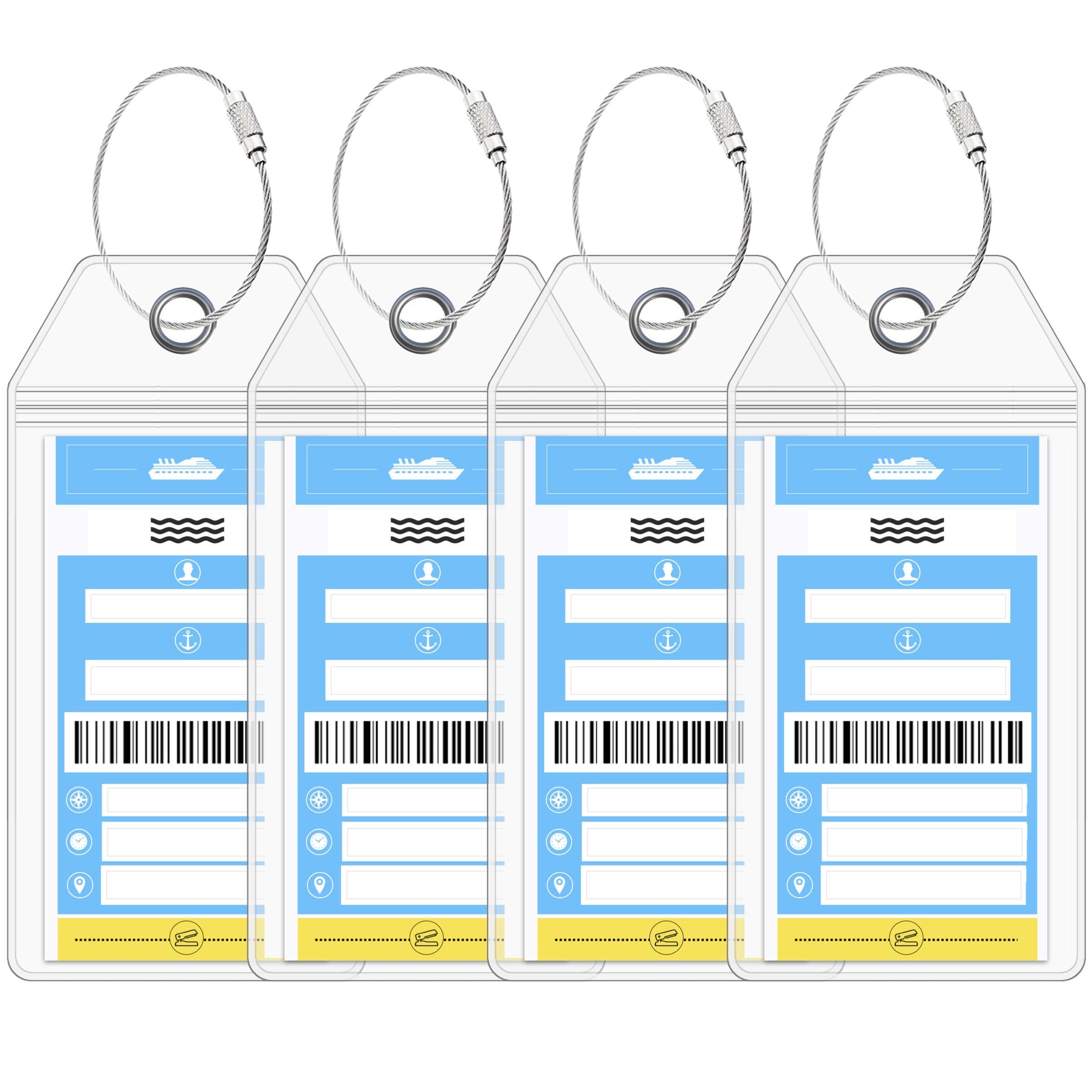 Cruise On NCL Cruise Luggage Tag Holder (4 Pack) – Fits Printed Norwegian Ship Tags – 2026 & 2027 Cruise Essentials – Clear, Durable & Waterproof Luggage Tags for Smooth Sailing