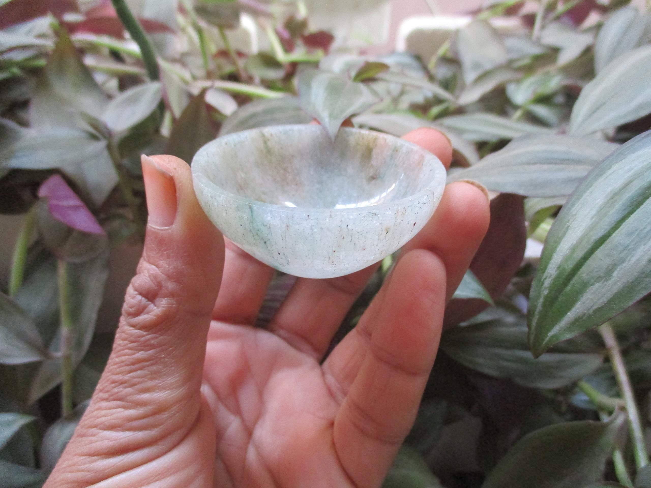 Green Aventurine Quartz Bowl | Hollow Orbs | Indian Jade | Divine Healer of the Heart | Decorative Bow lGreen Reiki Infused Bowl
