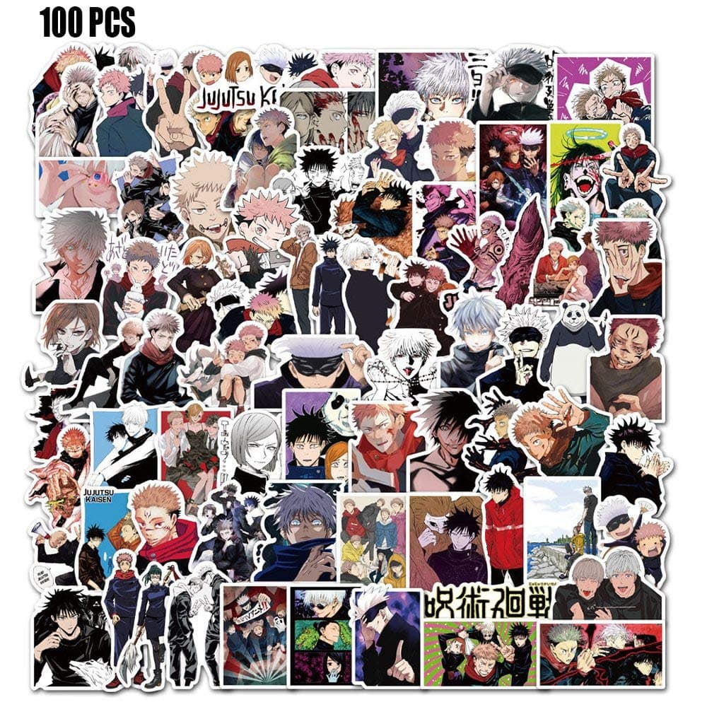 Jujutsu Kaisen Stickers 100 pcs Anime Stickers Pack for DIY Laptop Skateboard Luggage Computer Waterproof Decals for Kids Teens Adults