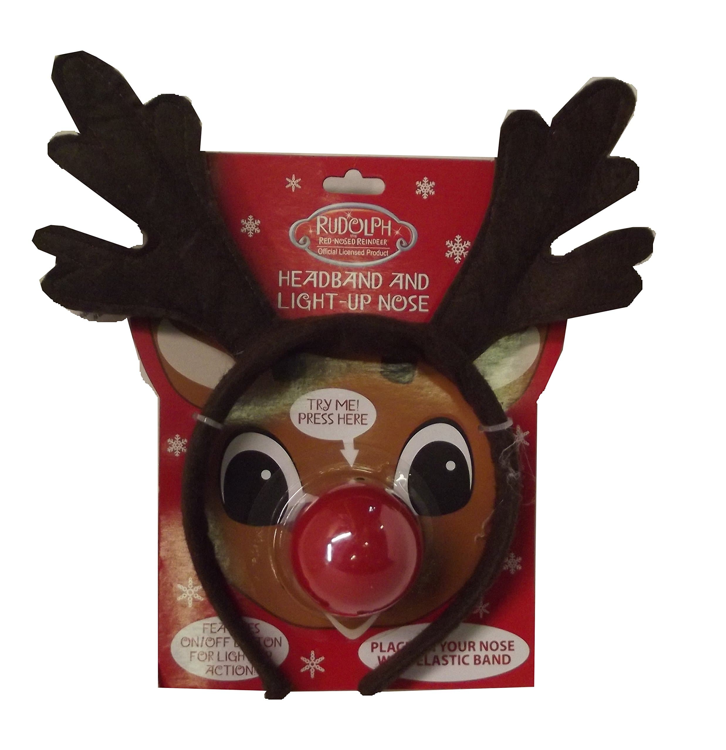 Magic Creations Rudolph the Red Nosed Reindeer Headband with Light Up Nose