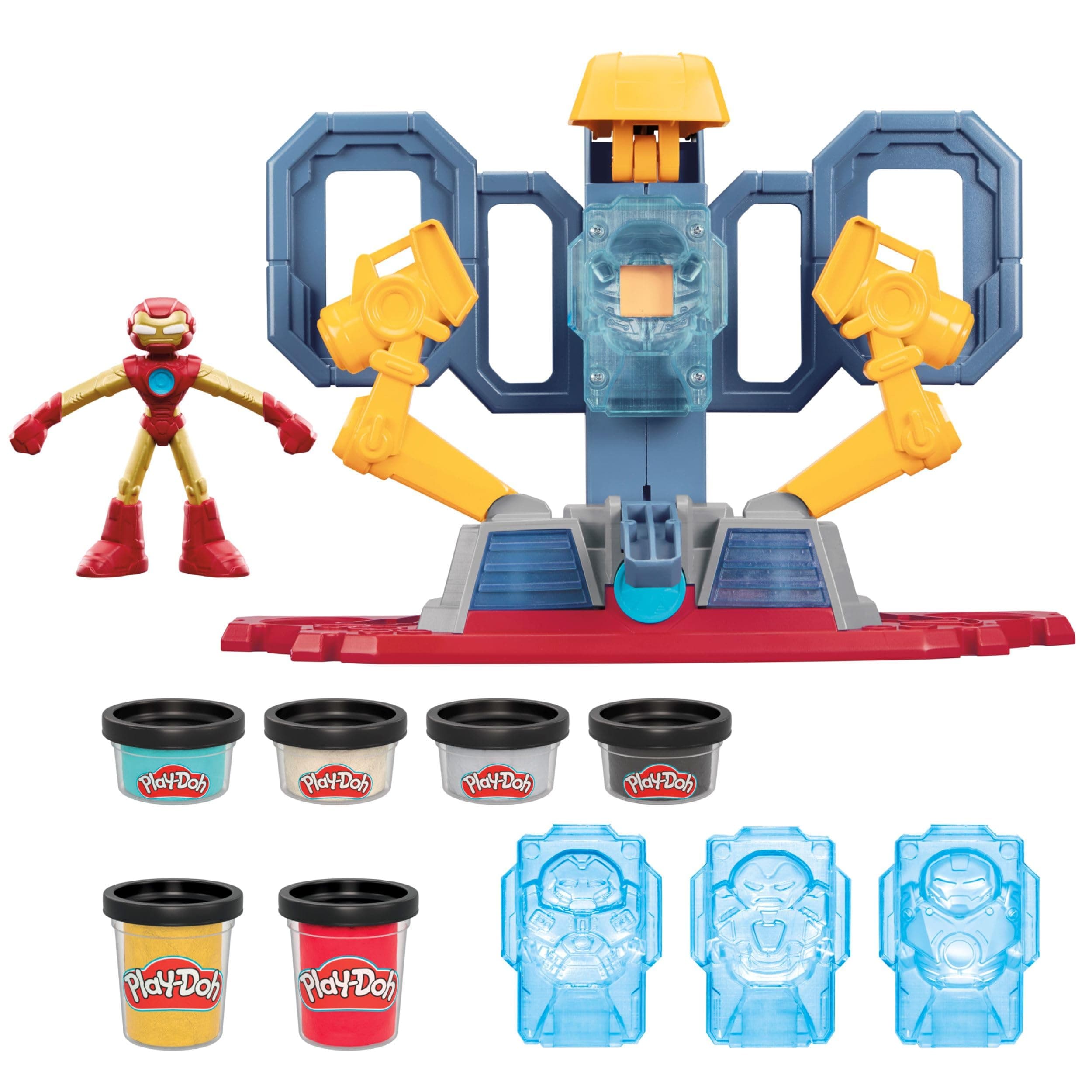 Marvel Iron Man Armor Maker Lab Playset with Lights and Sounds, Customizable Action Figure, Imagination Toys for Boys and Girls 4 and Up