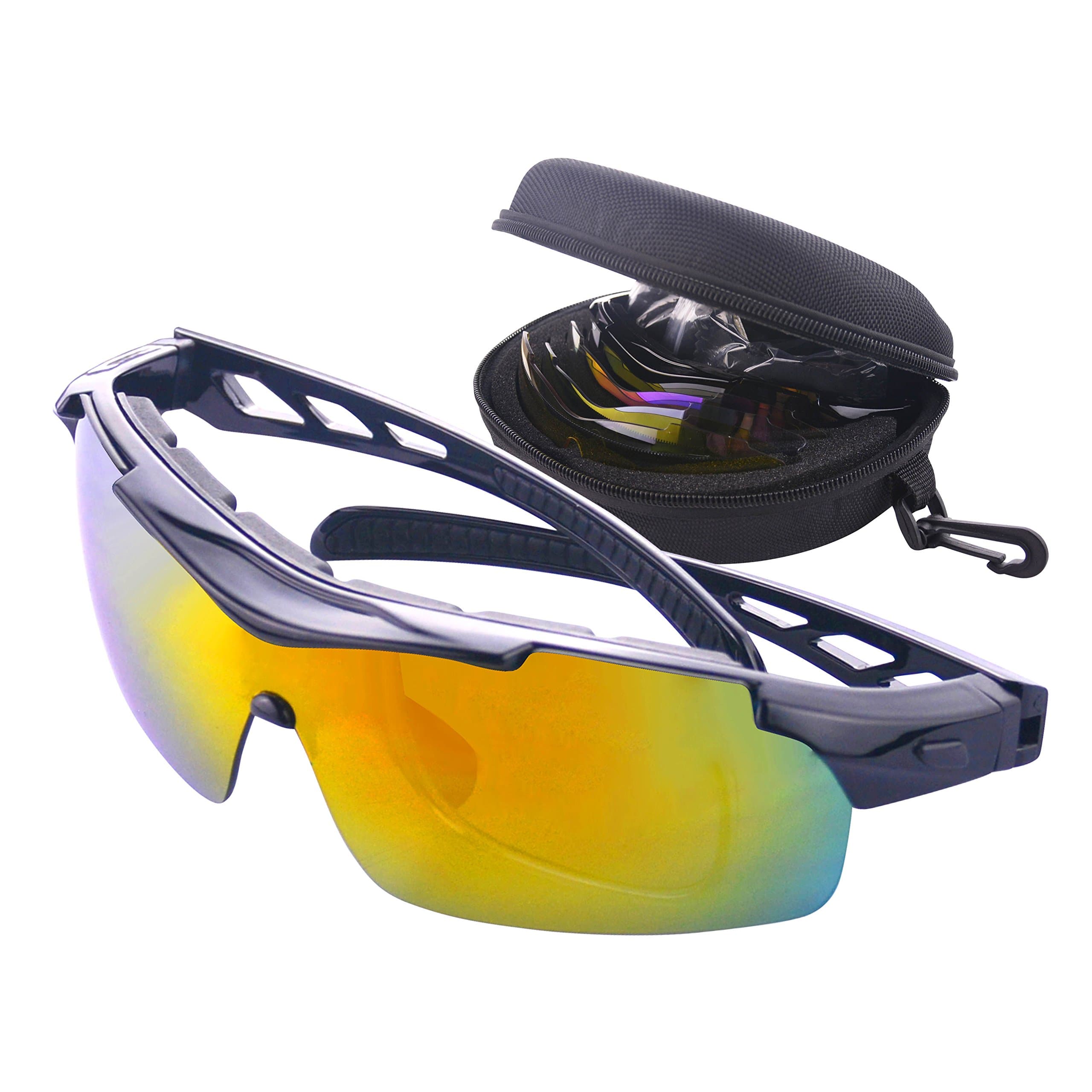 Polarized Sports Sunglasses with Strap Interchangeable Lens for Men Women Outdoor Sports