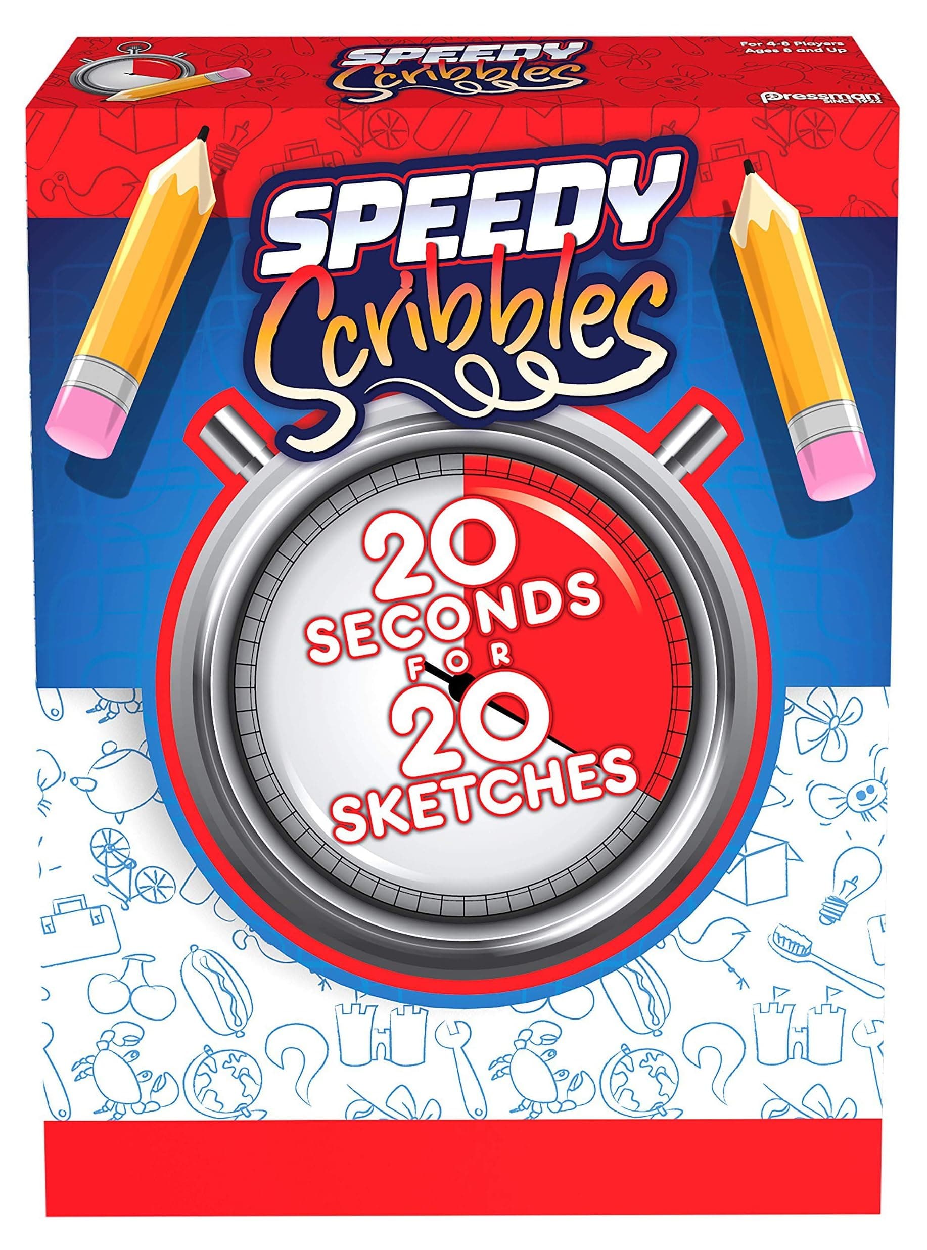 Speedy Scribbles - The 20 Seconds for 20 Sketches Drawing Game for 4-8 Players by Pressman
