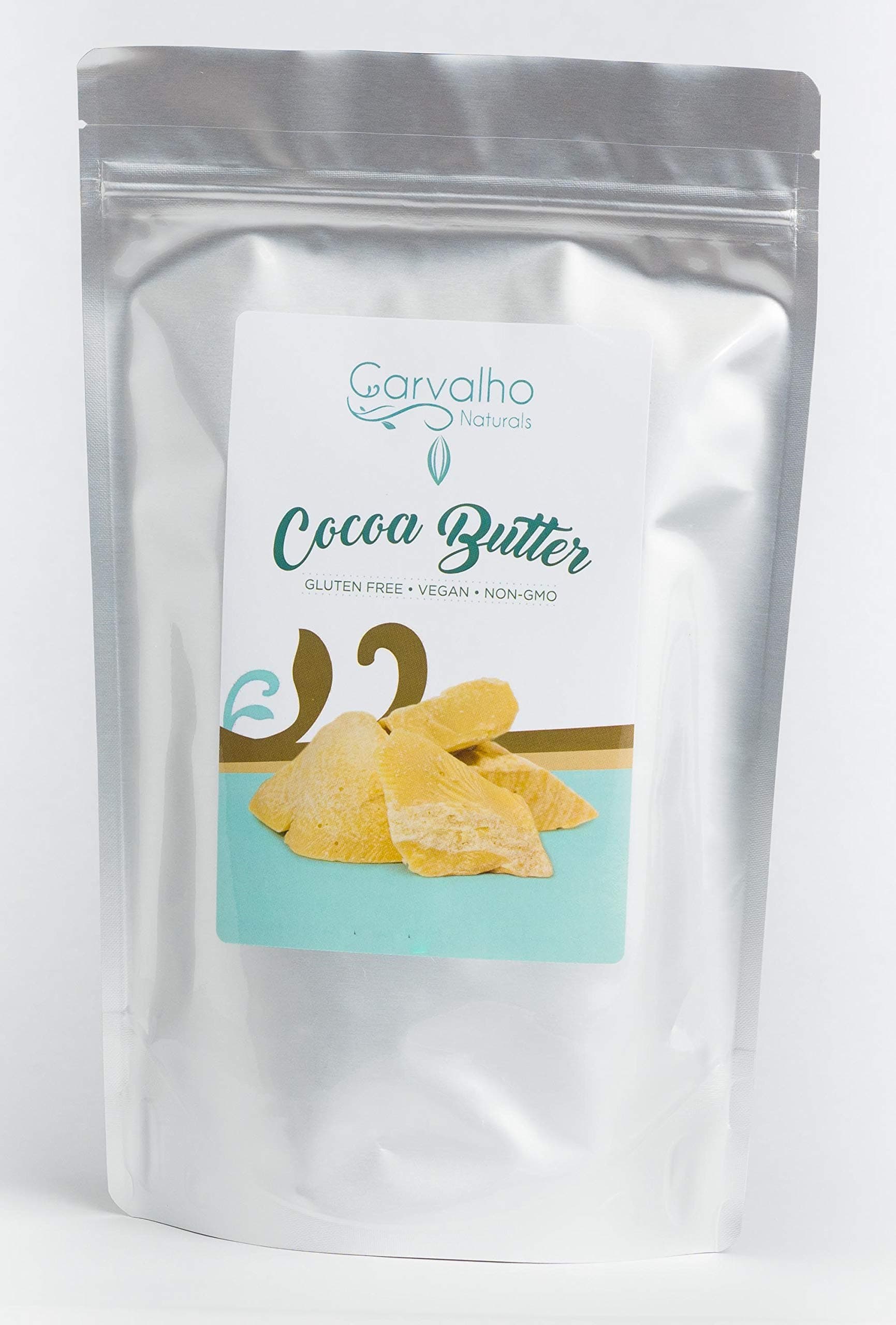 Carvalho Naturals 100% Raw Organic Cocoa/Cacao Butter Non-Deodorized Cocoa Butter Kosher Non-GMO Gluten Free Food Grade Cocoa Butter Vegan Unrefined Keto Paleo Friendly 8 oz
