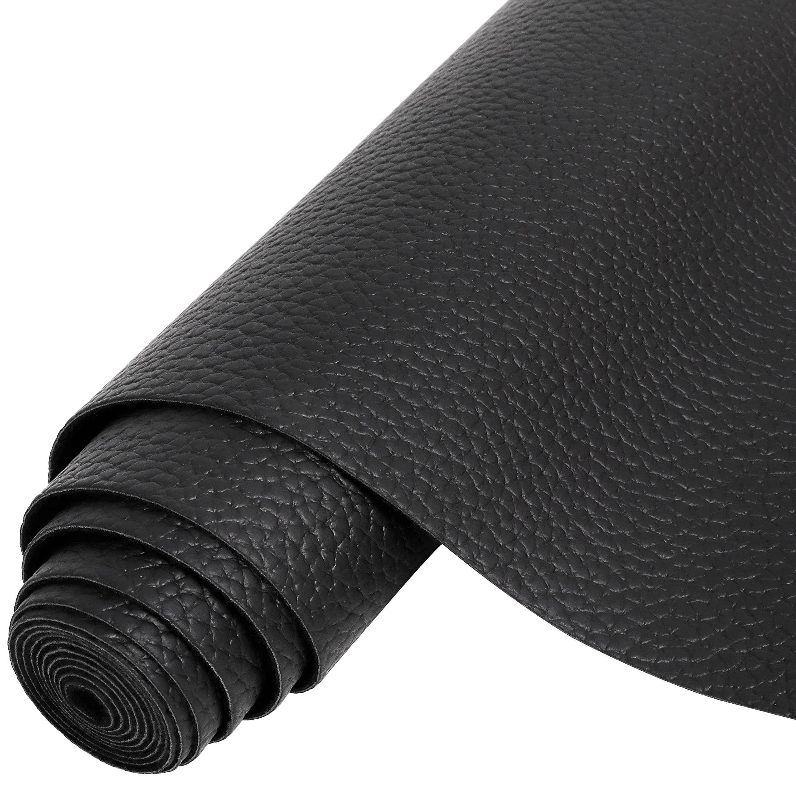 Funcolor Black Faux Leather Roll:Soft Pebbled Faux Leatherette Sheets 8x52 Inch for Sewing Craft